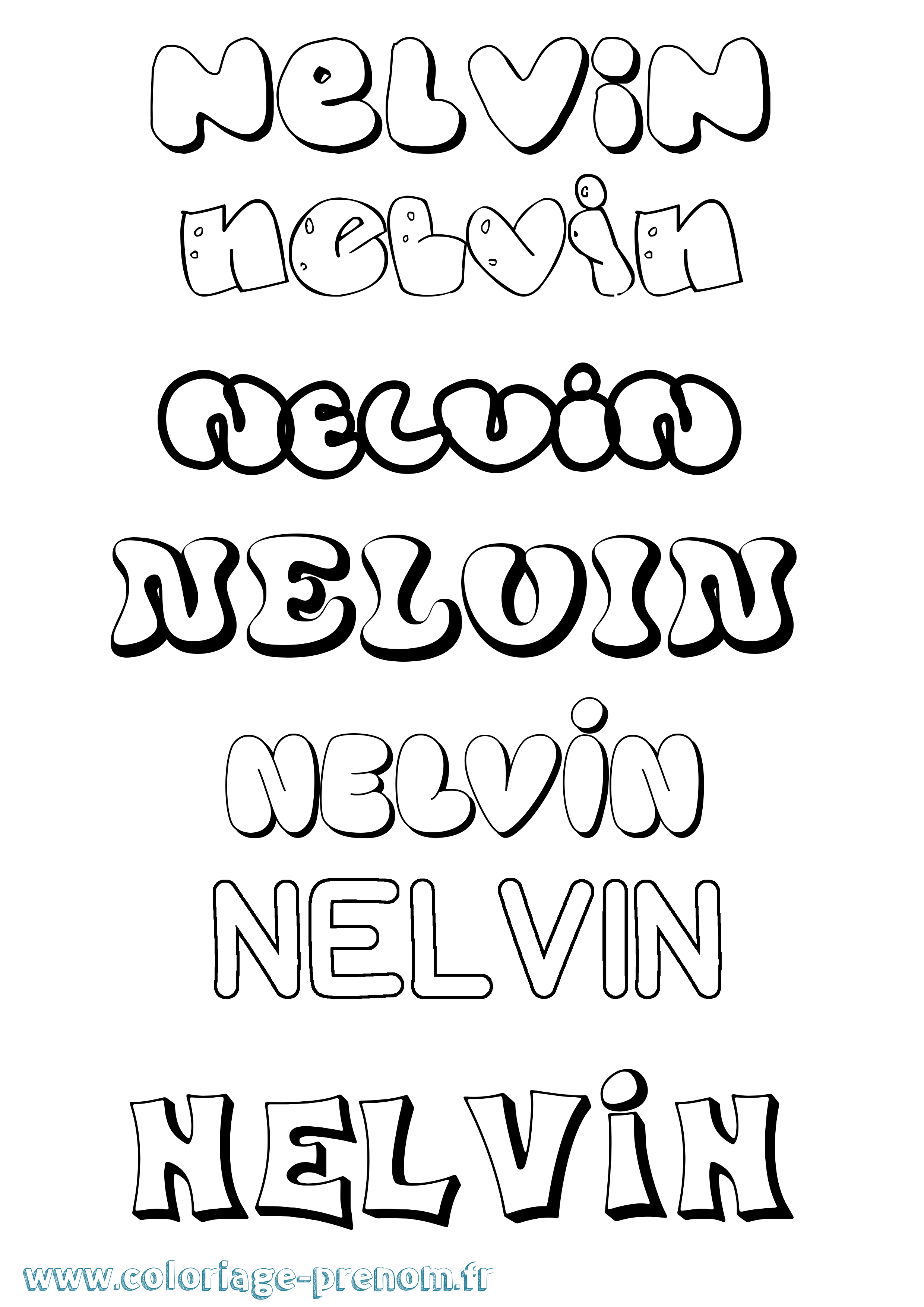 Coloriage Nelvin Bubble Coloriage prénom Nelvin Bubble
