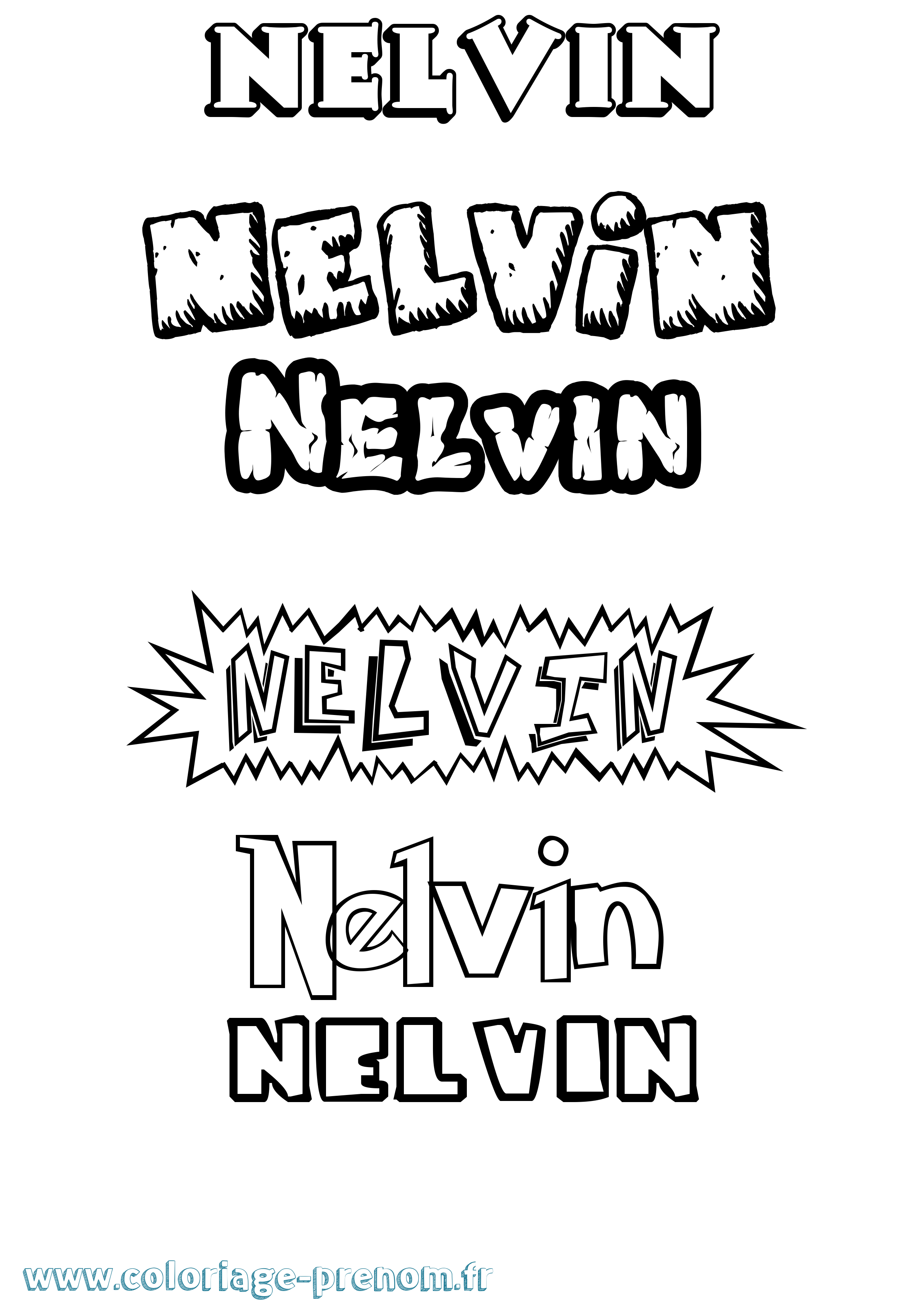 Coloriage Nelvin Dessin Animé Coloriage prénom Nelvin Dessin Animé