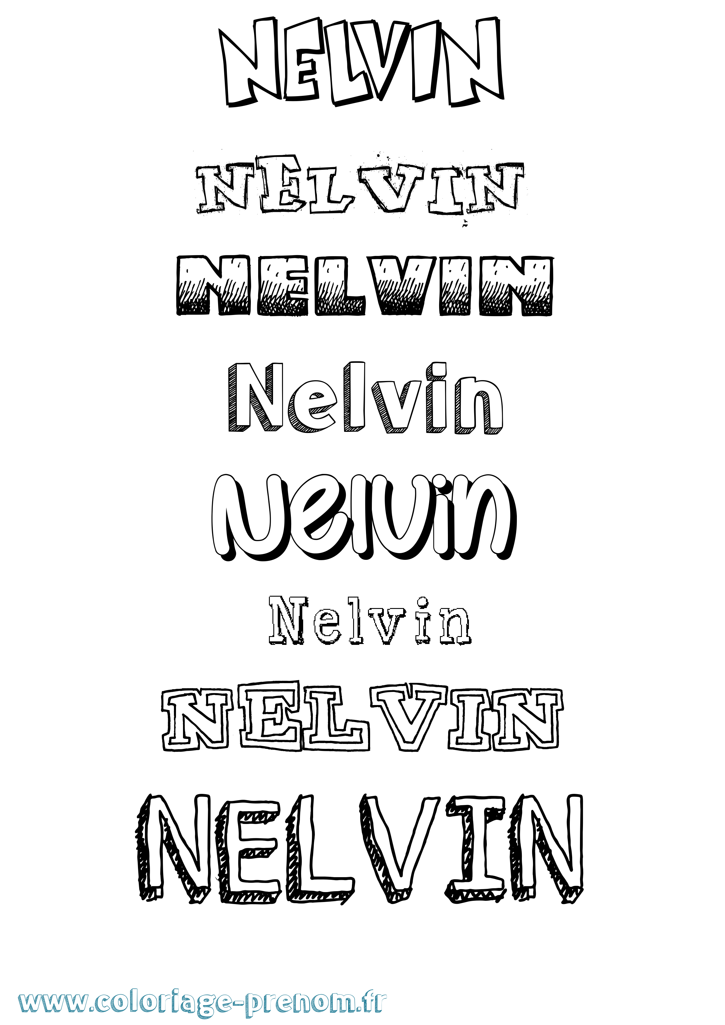 Coloriage Nelvin Dessiné Coloriage prénom Nelvin Dessiné