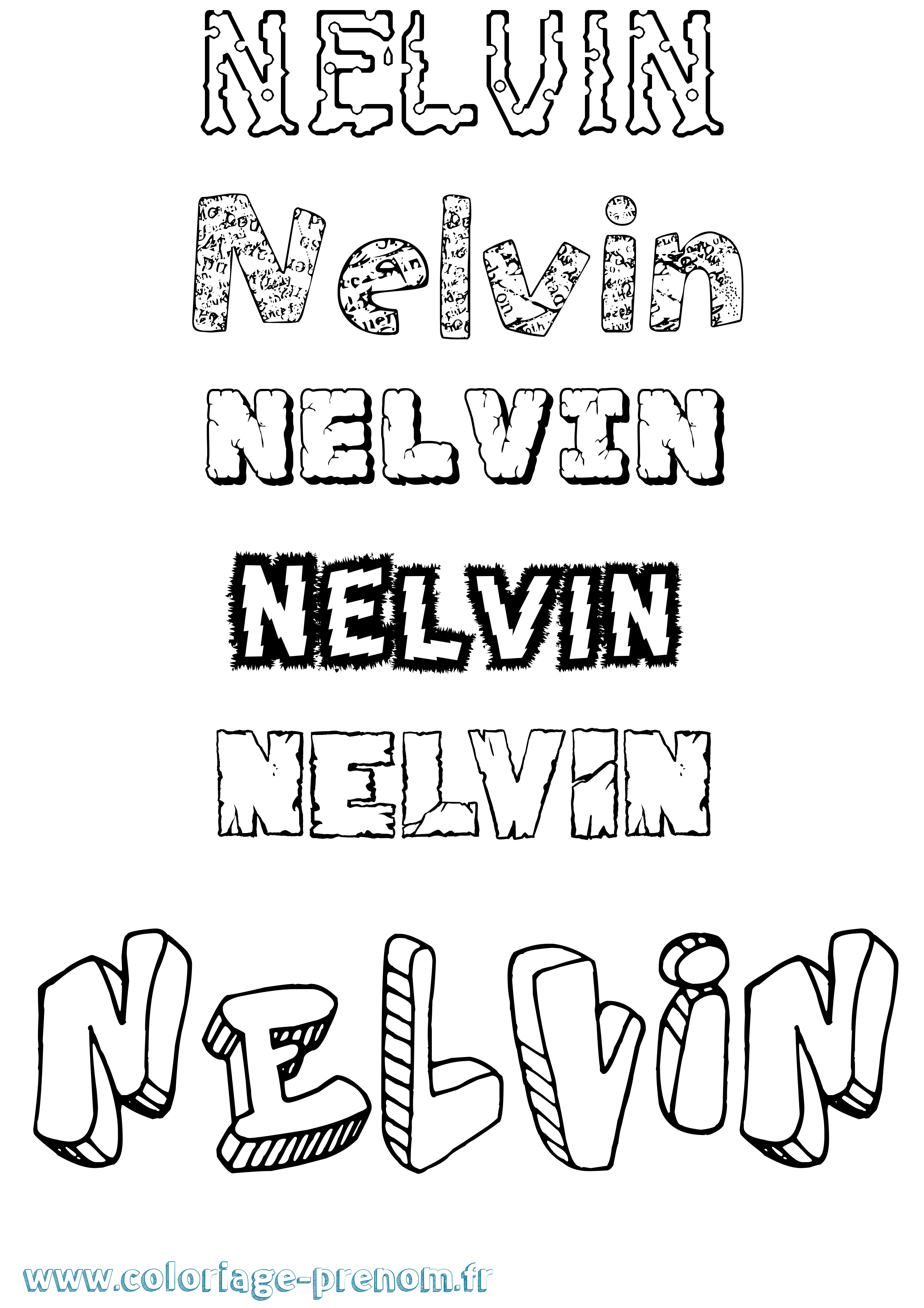 Coloriage Nelvin Destructuré Coloriage prénom Nelvin Destructuré