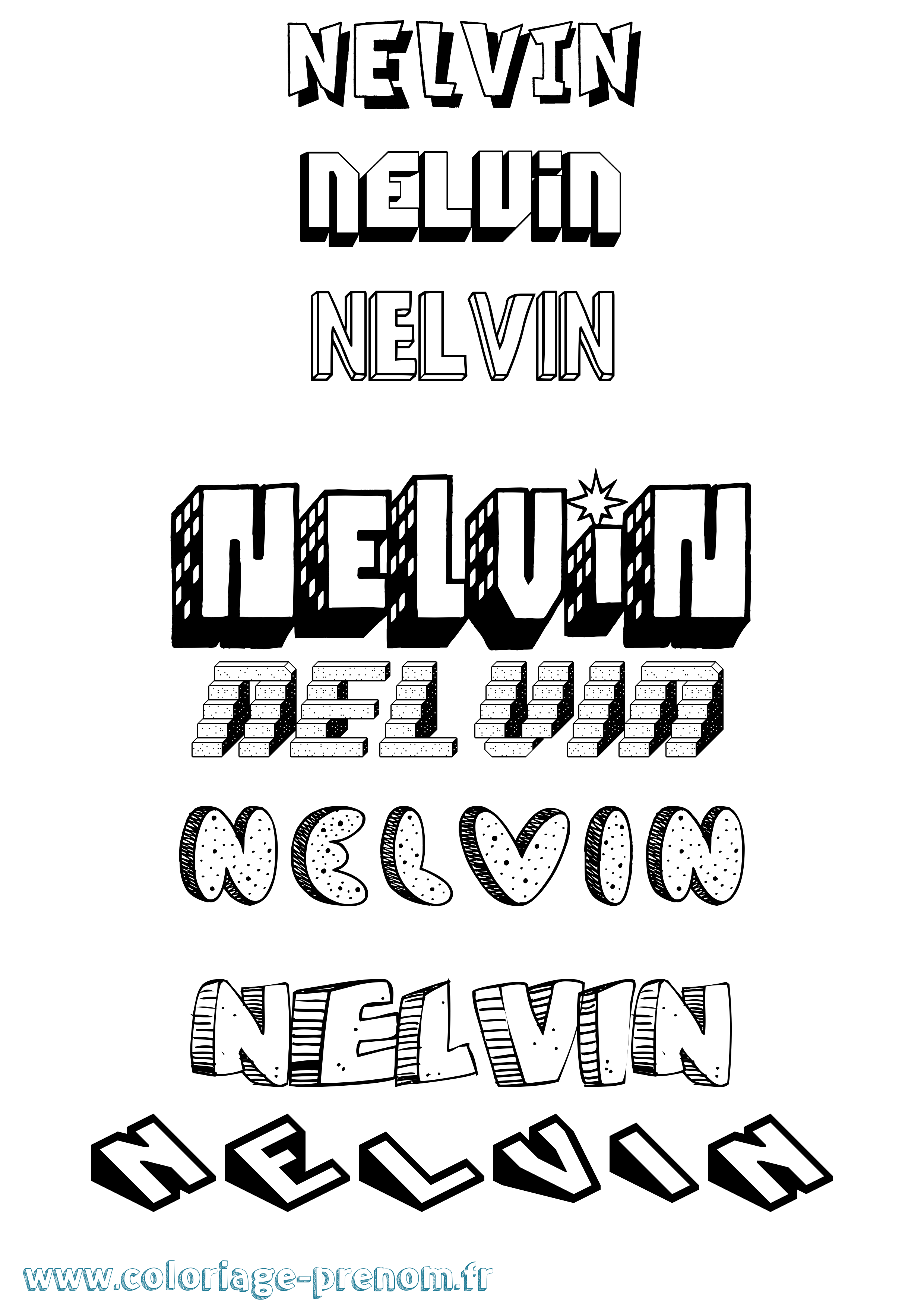 Coloriage Nelvin Effet 3D Coloriage prénom Nelvin Effet 3D
