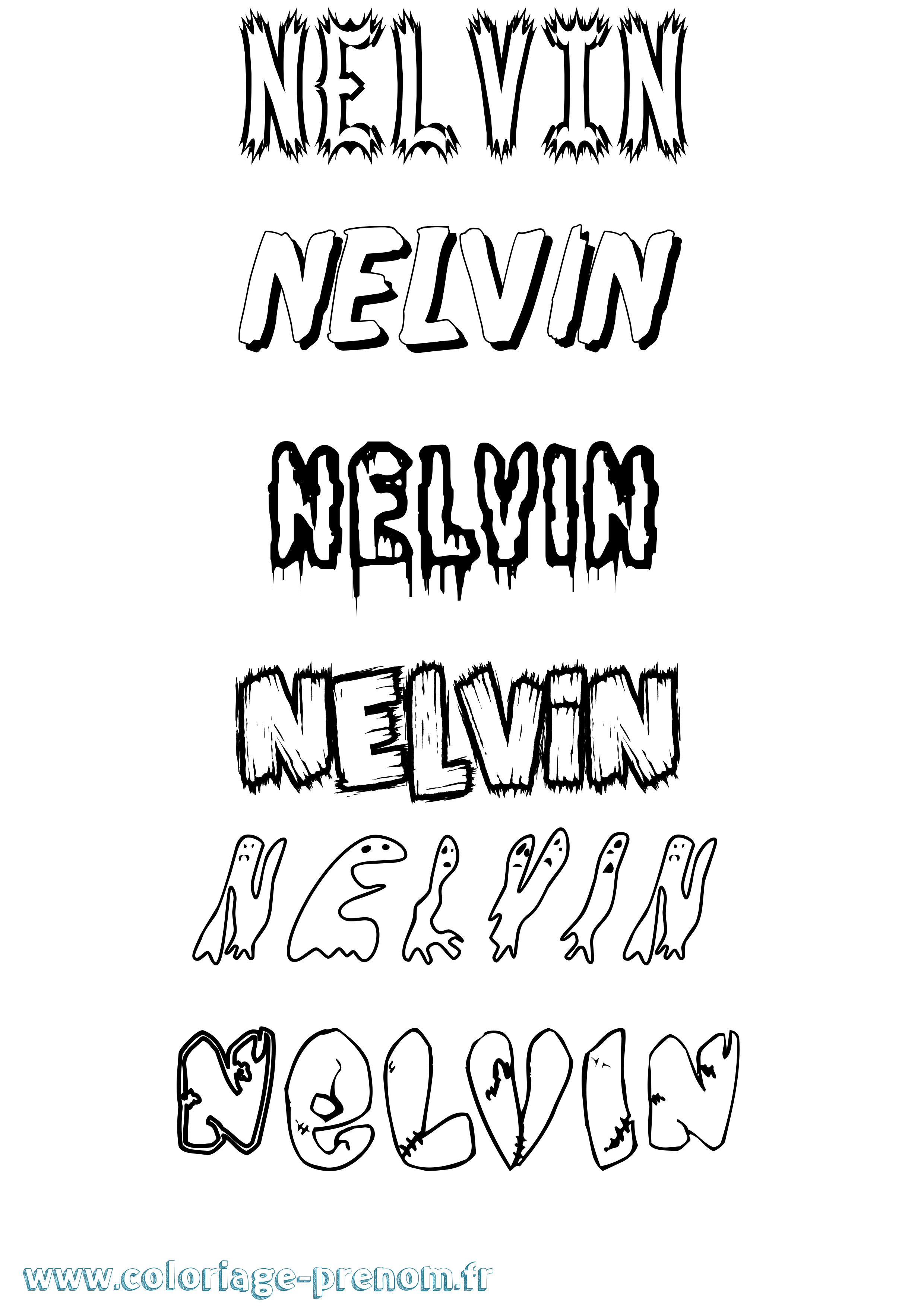 Coloriage Nelvin Frisson Coloriage prénom Nelvin Frisson