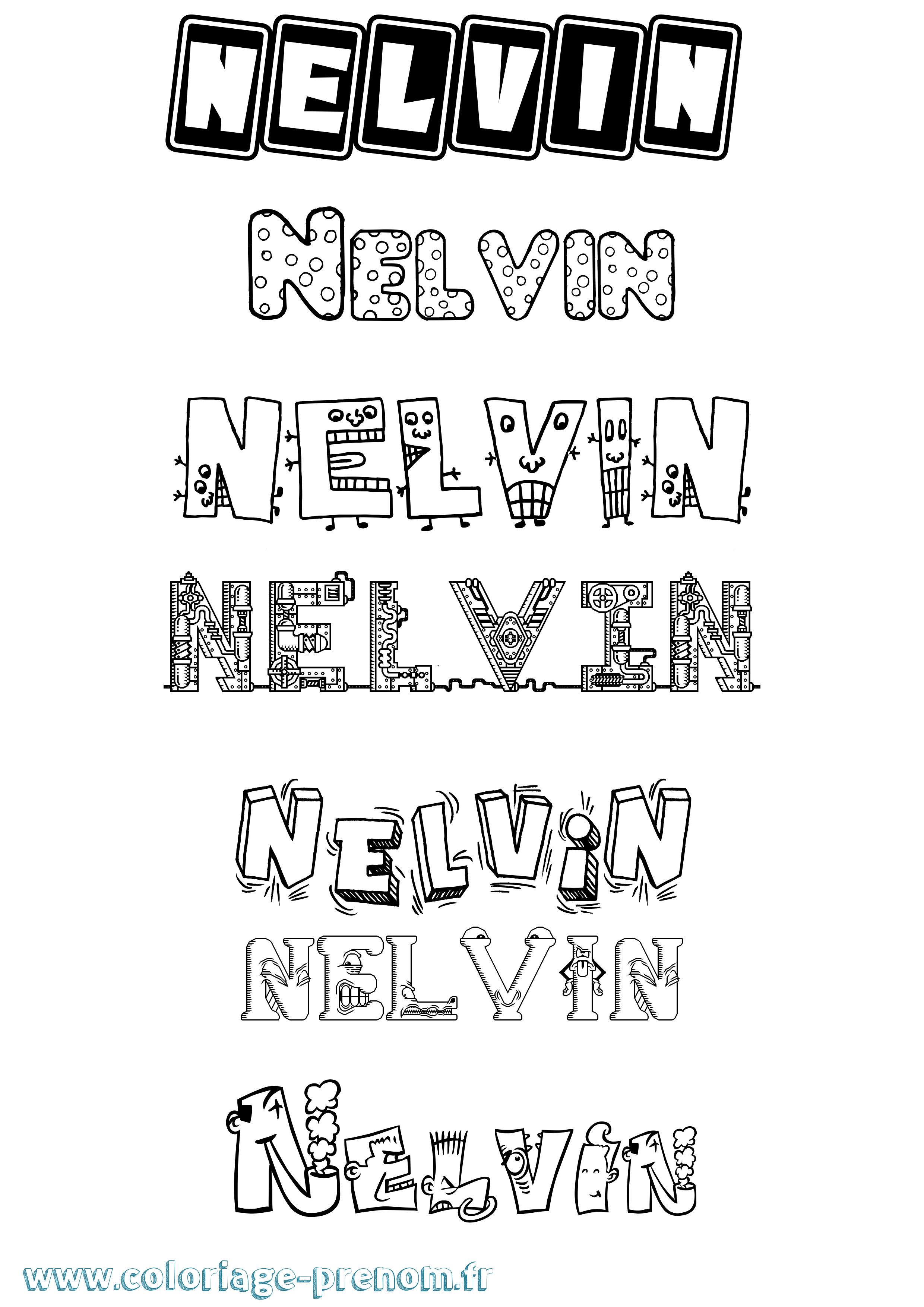 Coloriage Nelvin Fun Coloriage prénom Nelvin Fun