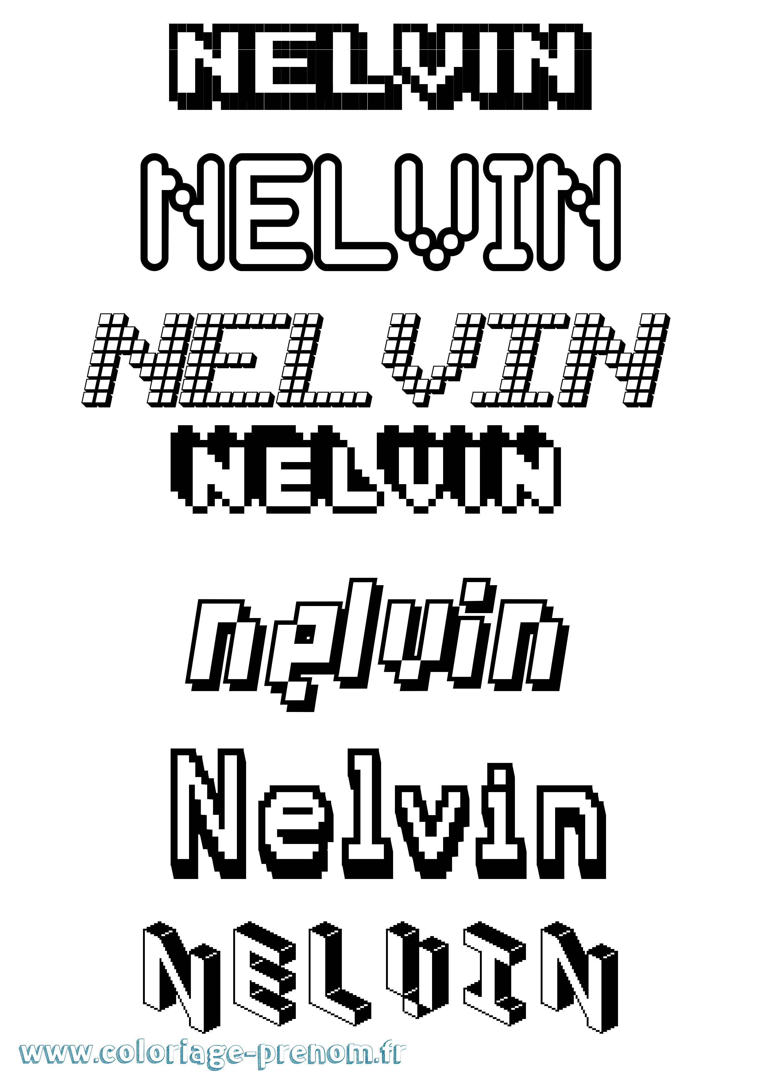Coloriage Nelvin Pixel Coloriage prénom Nelvin Pixel