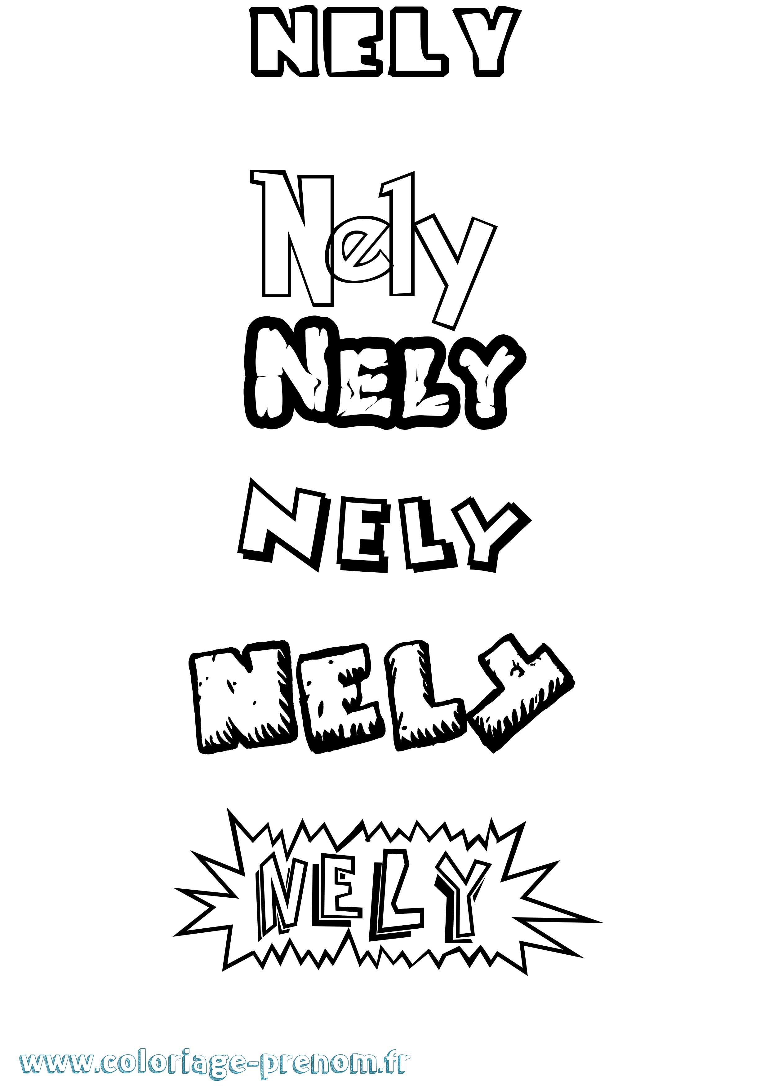 Coloriage Nely Dessin Animé Coloriage prénom Nely Dessin Animé
