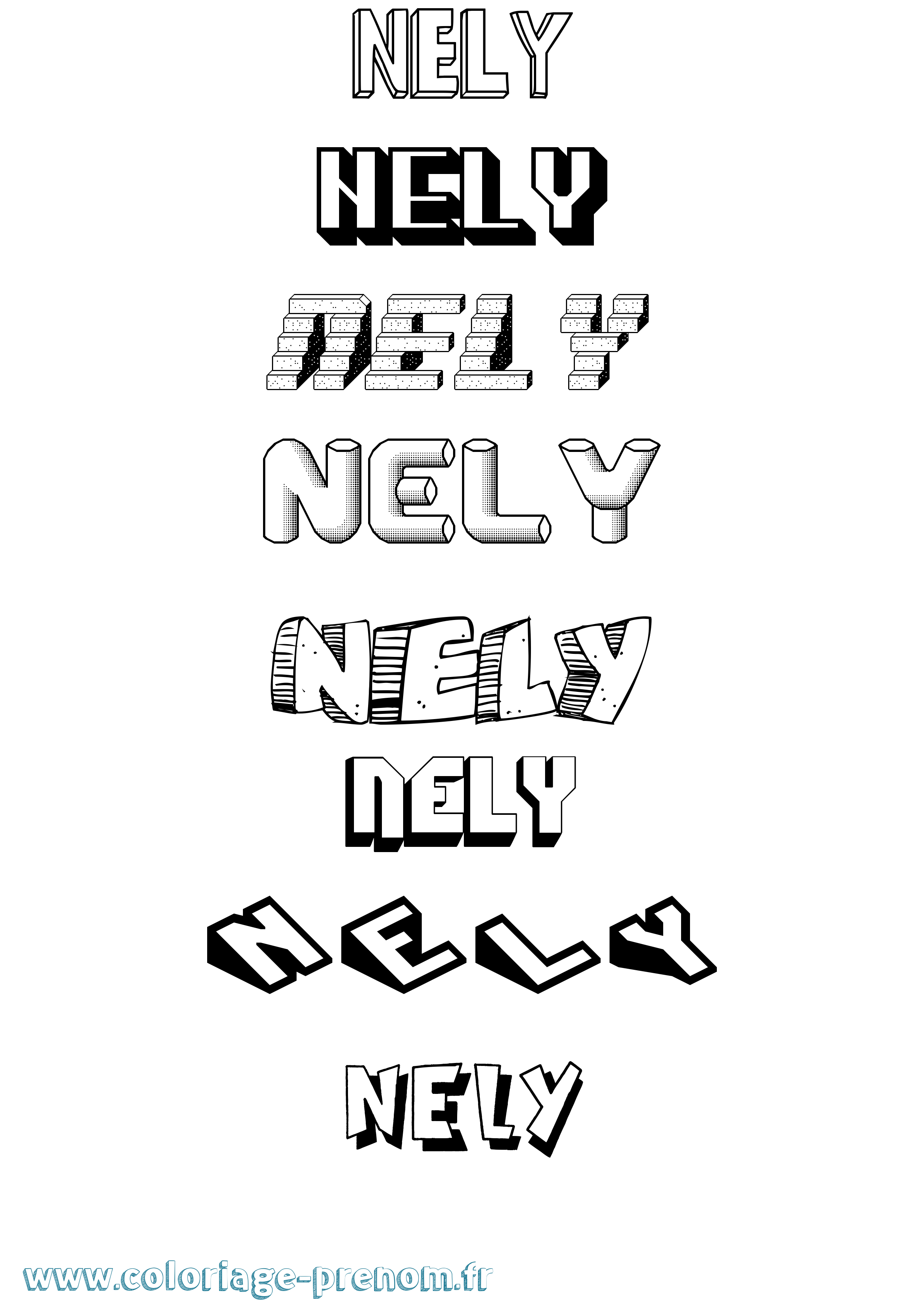 Coloriage Nely Effet 3D Coloriage prénom Nely Effet 3D