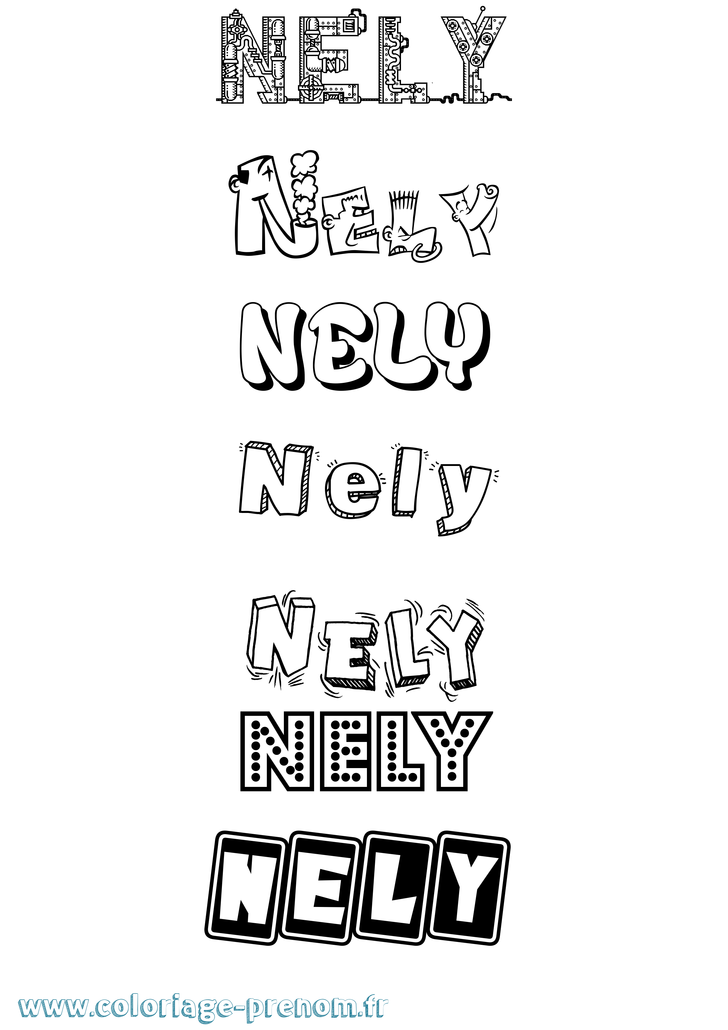 Coloriage Nely Fun Coloriage prénom Nely Fun
