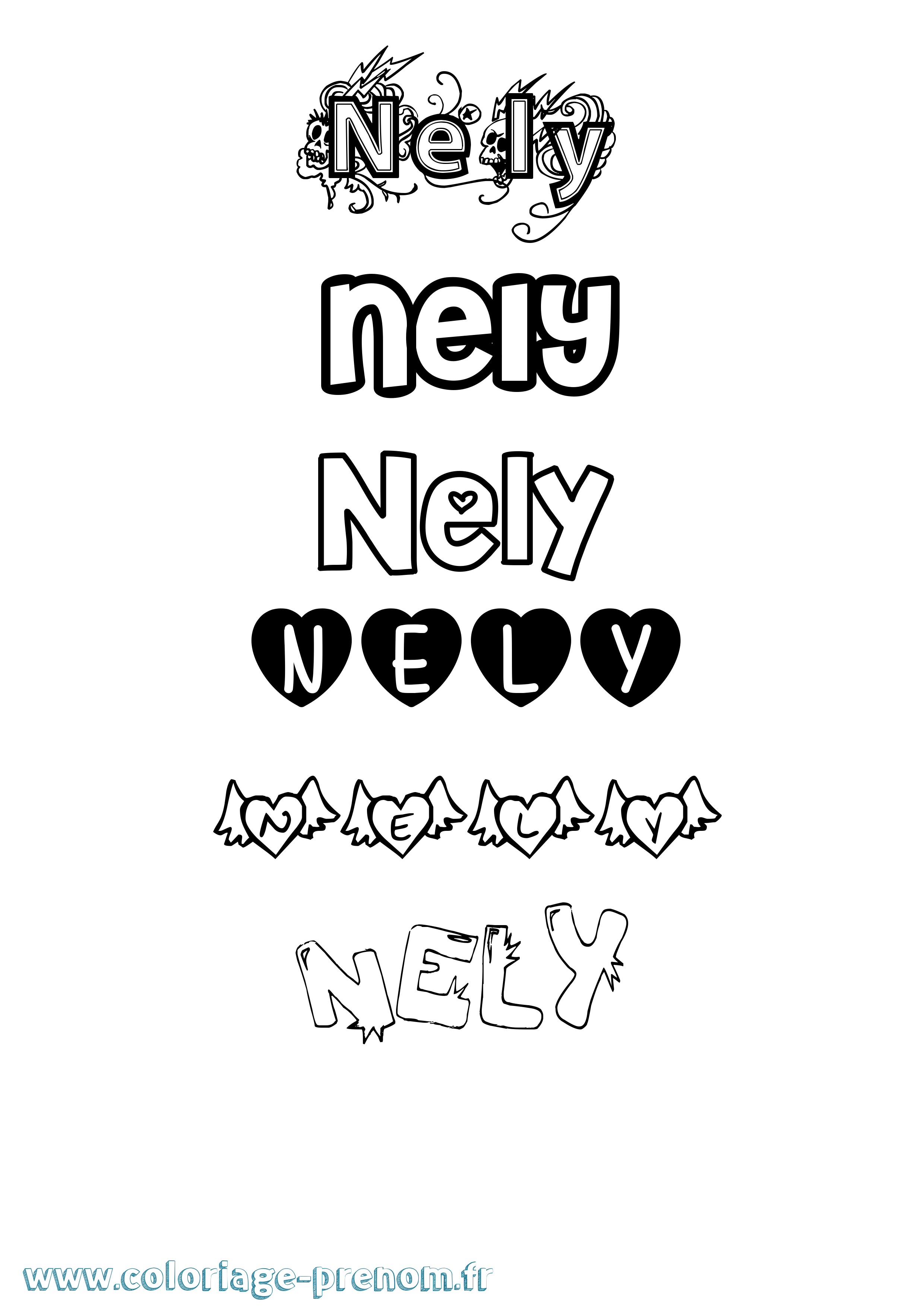 Coloriage Nely Girly Coloriage prénom Nely Girly