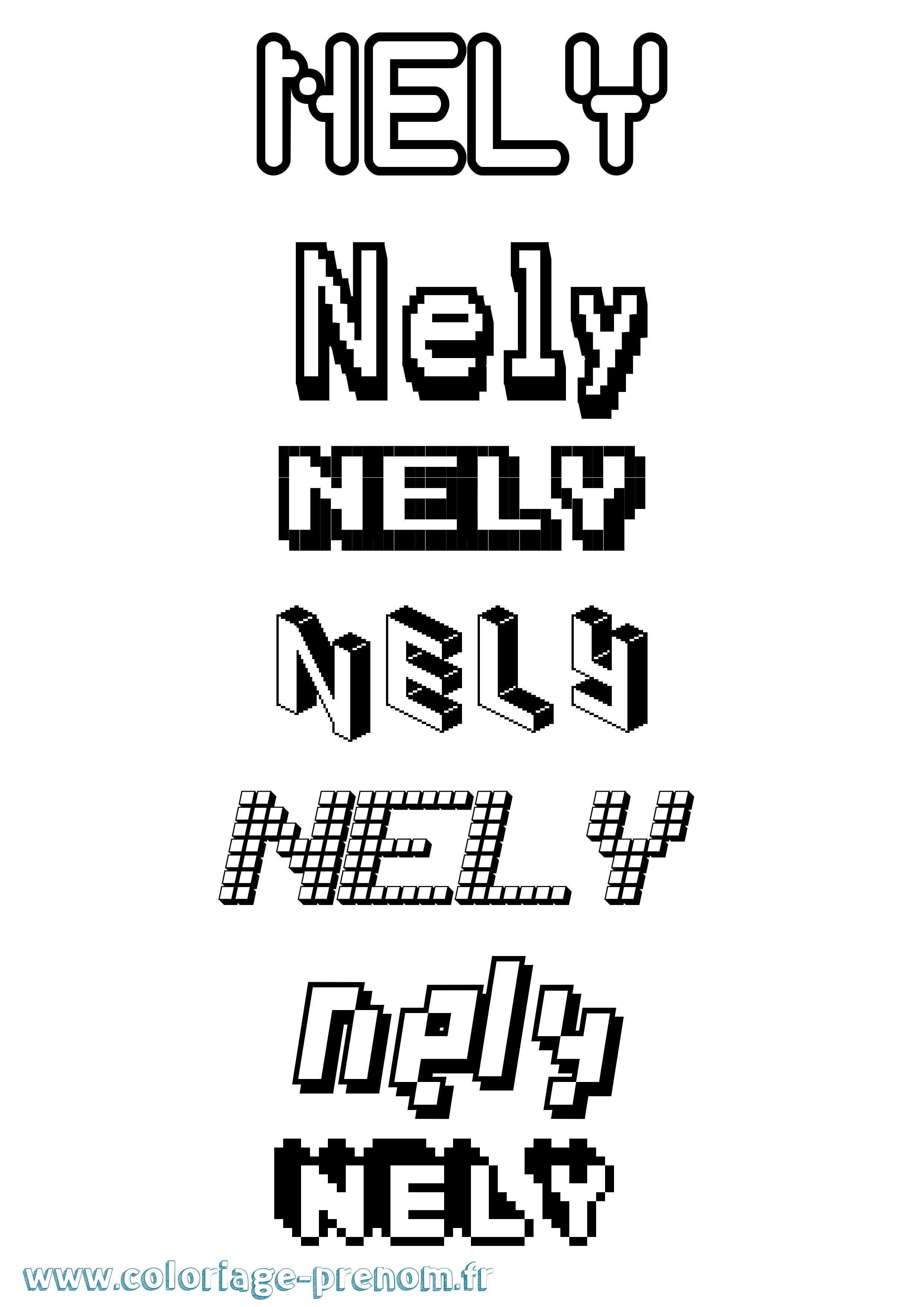 Coloriage Nely Pixel Coloriage prénom Nely Pixel