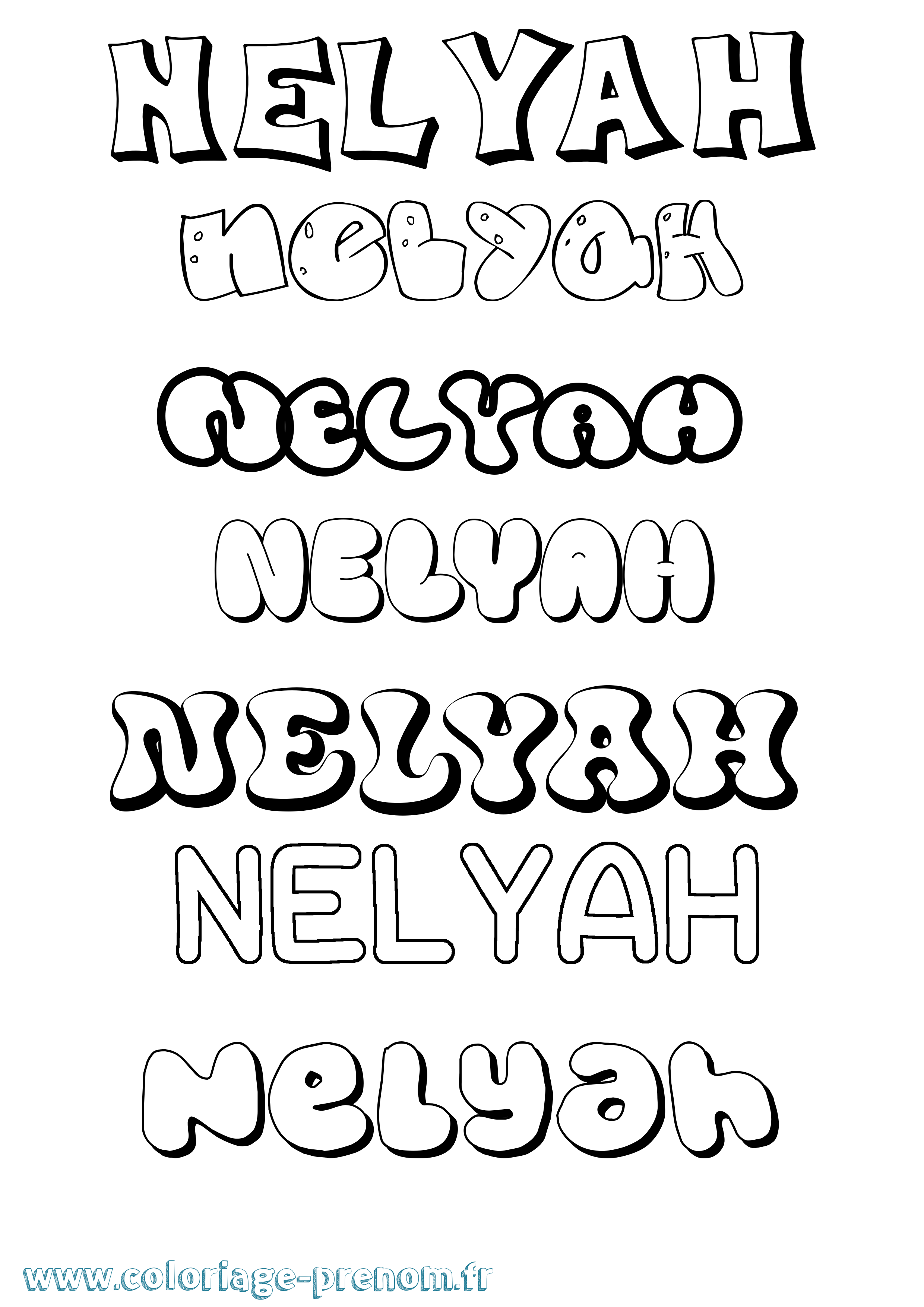 Coloriage Nelyah Bubble Coloriage prénom Nelyah Bubble