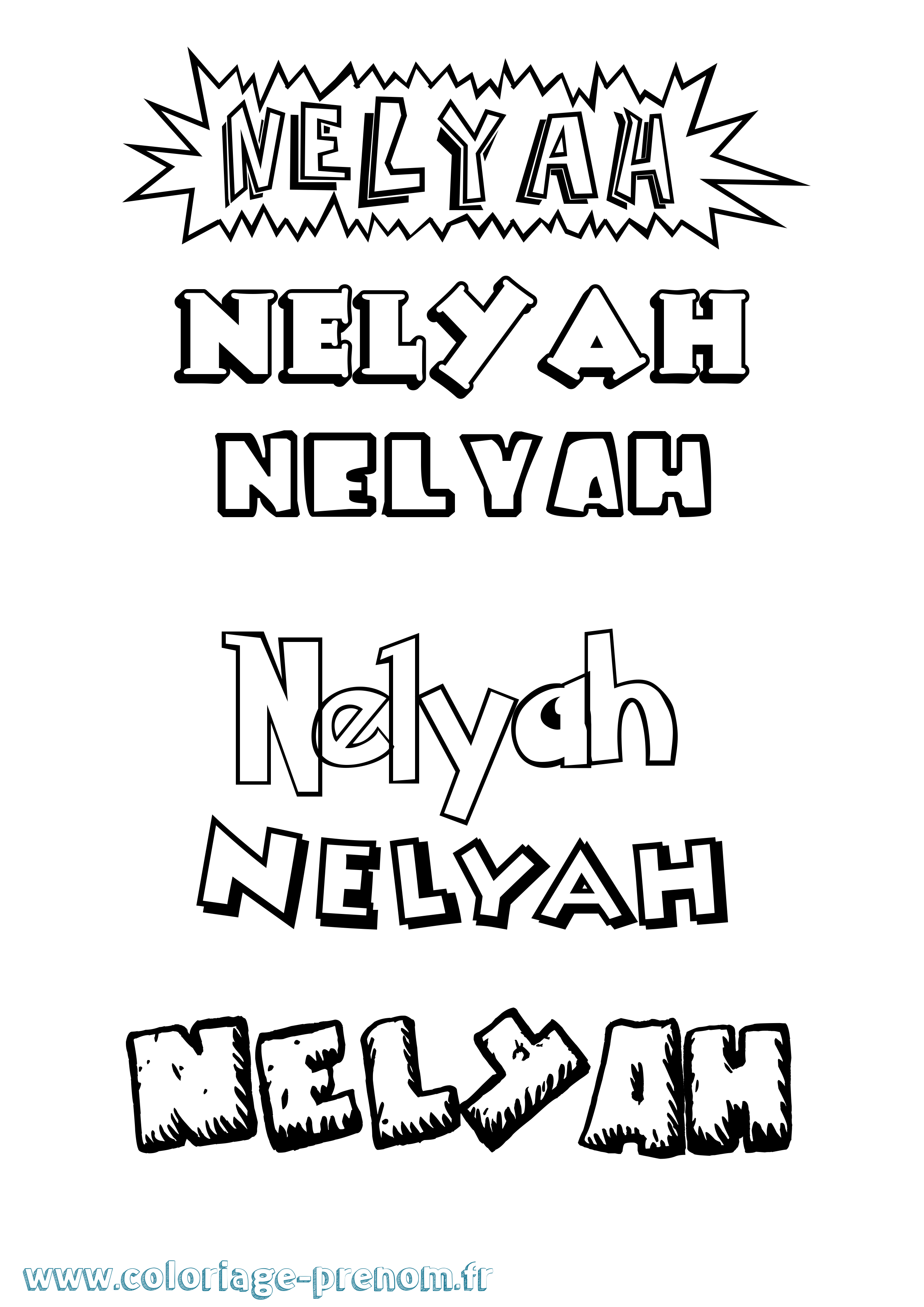 Coloriage Nelyah Dessin Animé Coloriage prénom Nelyah Dessin Animé