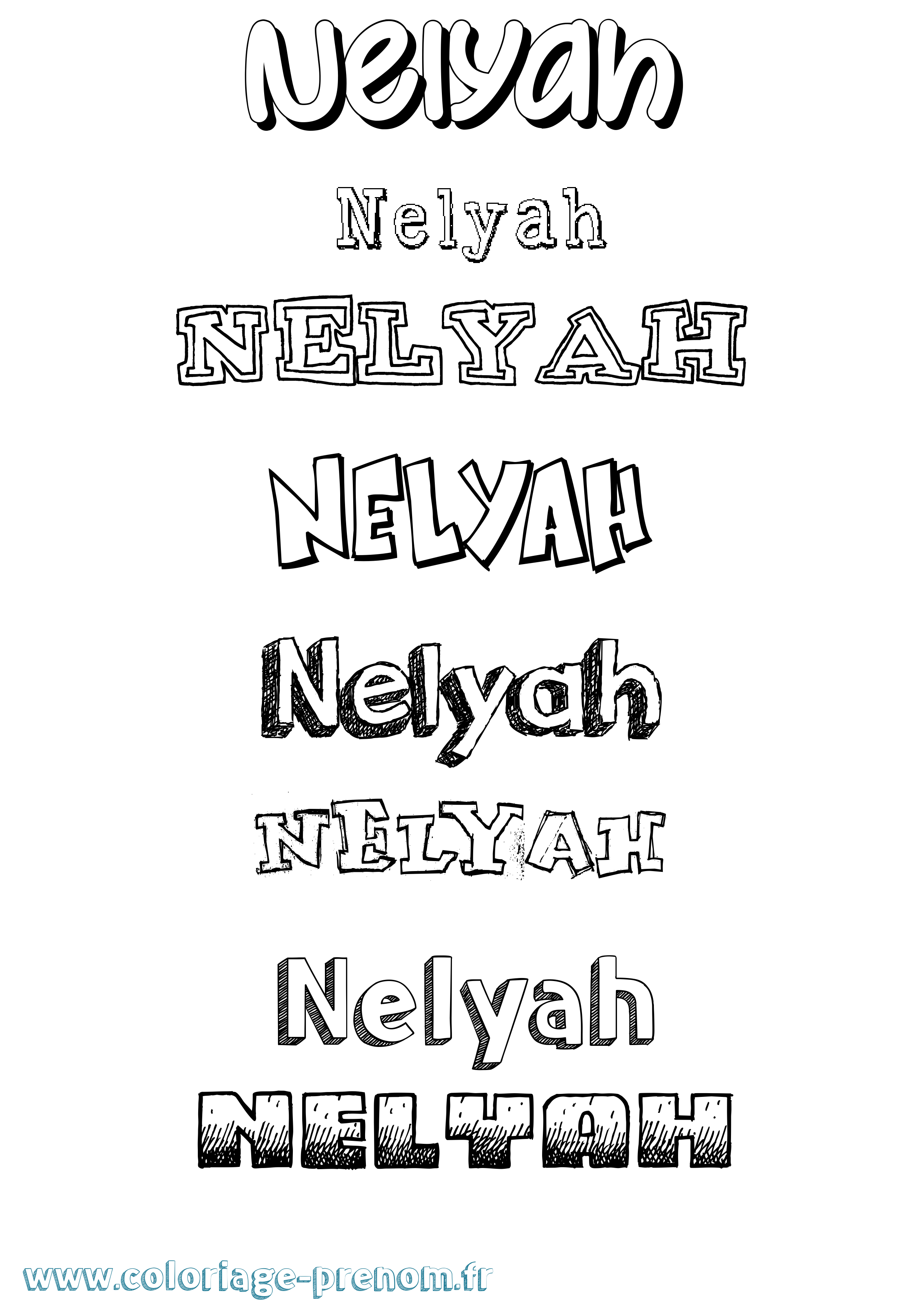 Coloriage Nelyah Dessiné Coloriage prénom Nelyah Dessiné