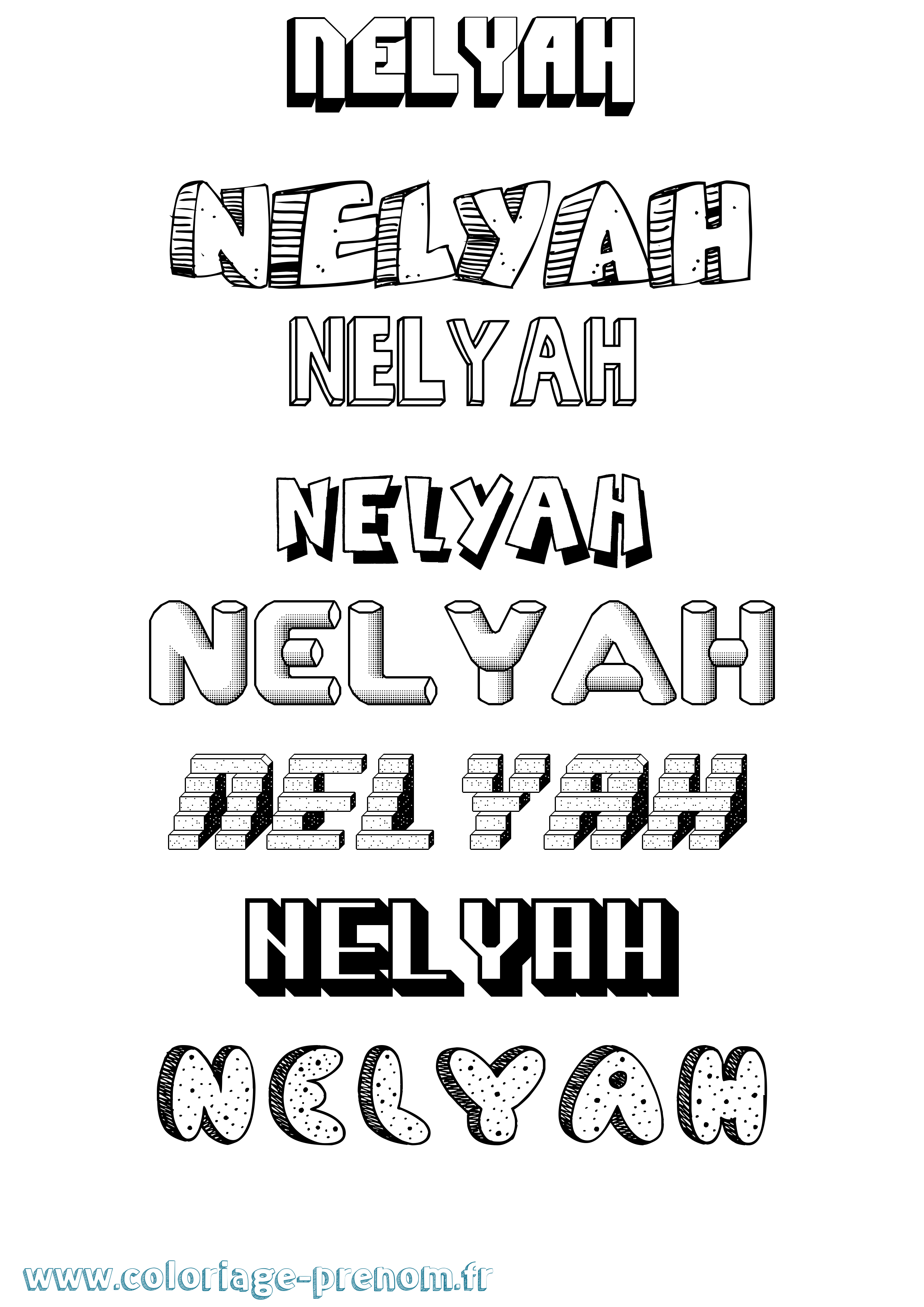 Coloriage Nelyah Effet 3D Coloriage prénom Nelyah Effet 3D
