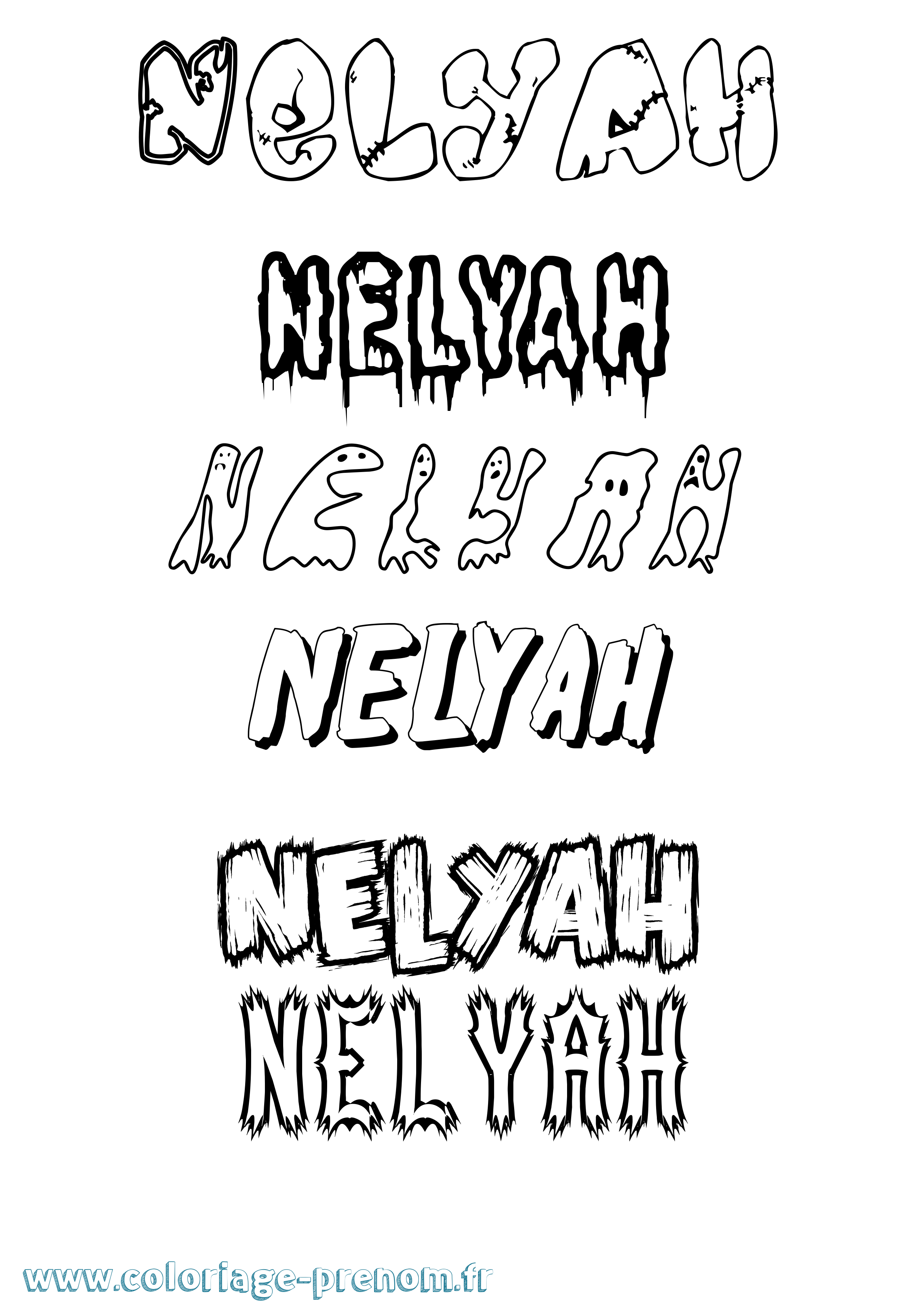 Coloriage Nelyah Frisson Coloriage prénom Nelyah Frisson