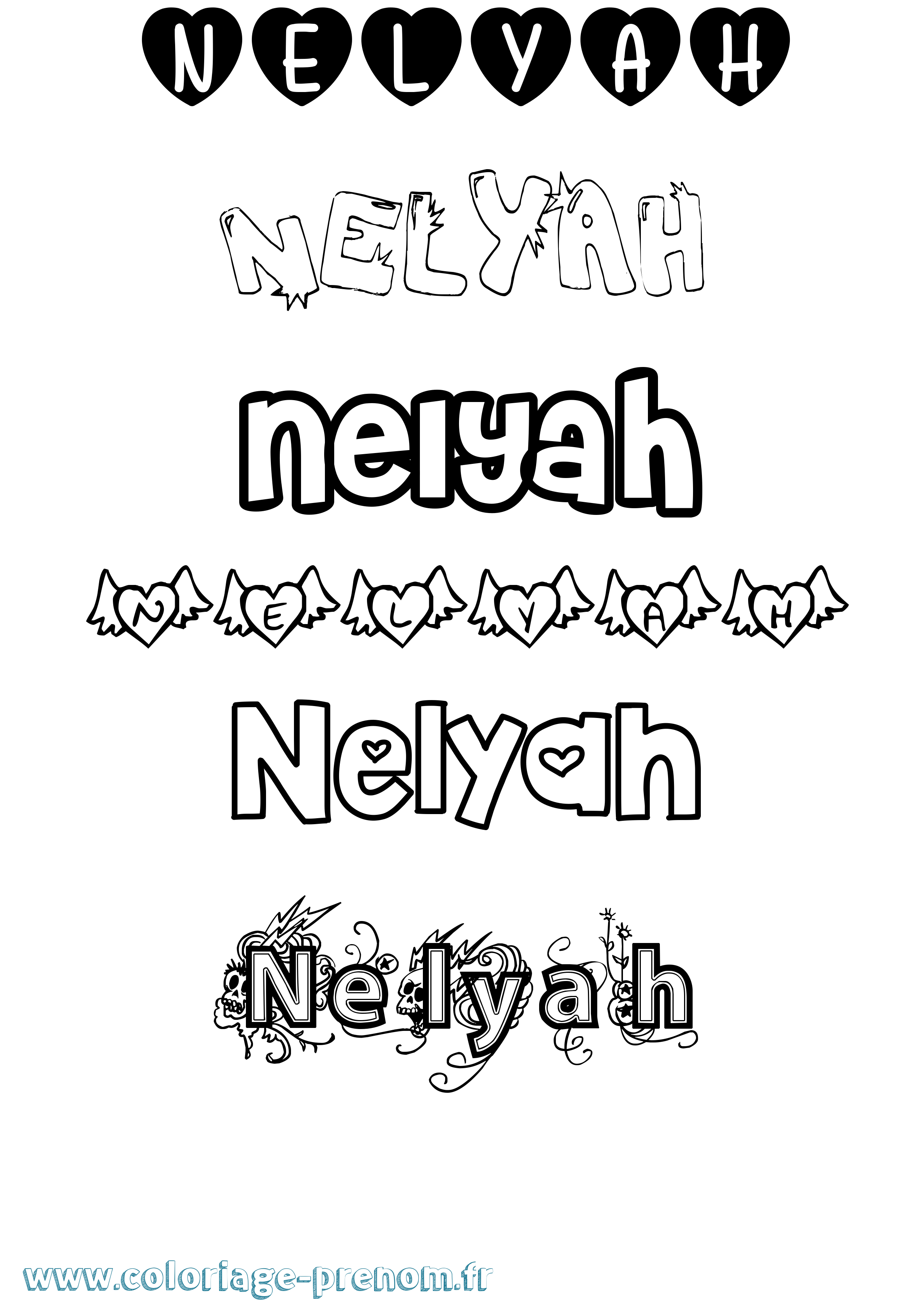 Coloriage Nelyah Girly Coloriage prénom Nelyah Girly