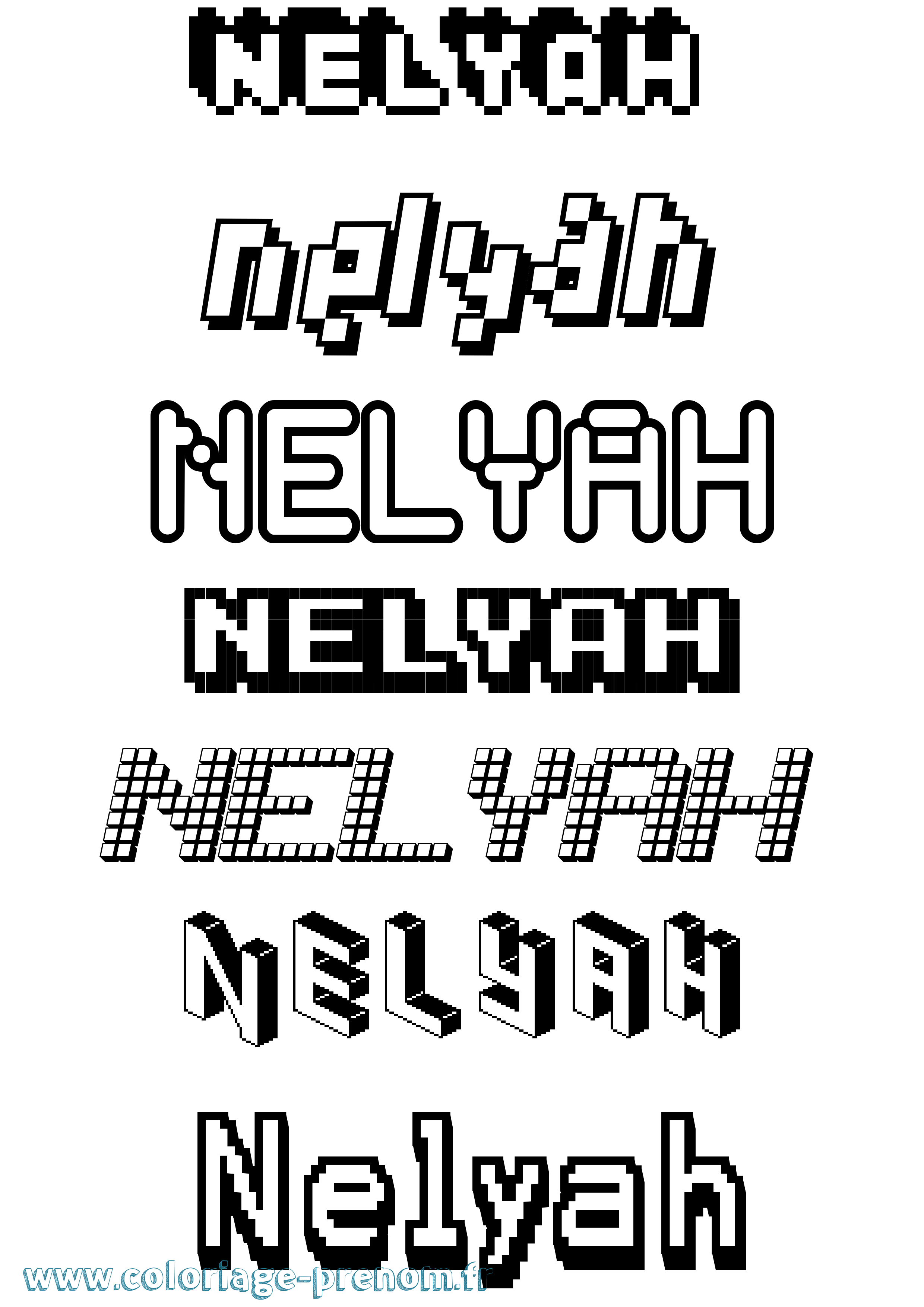 Coloriage Nelyah Pixel Coloriage prénom Nelyah Pixel