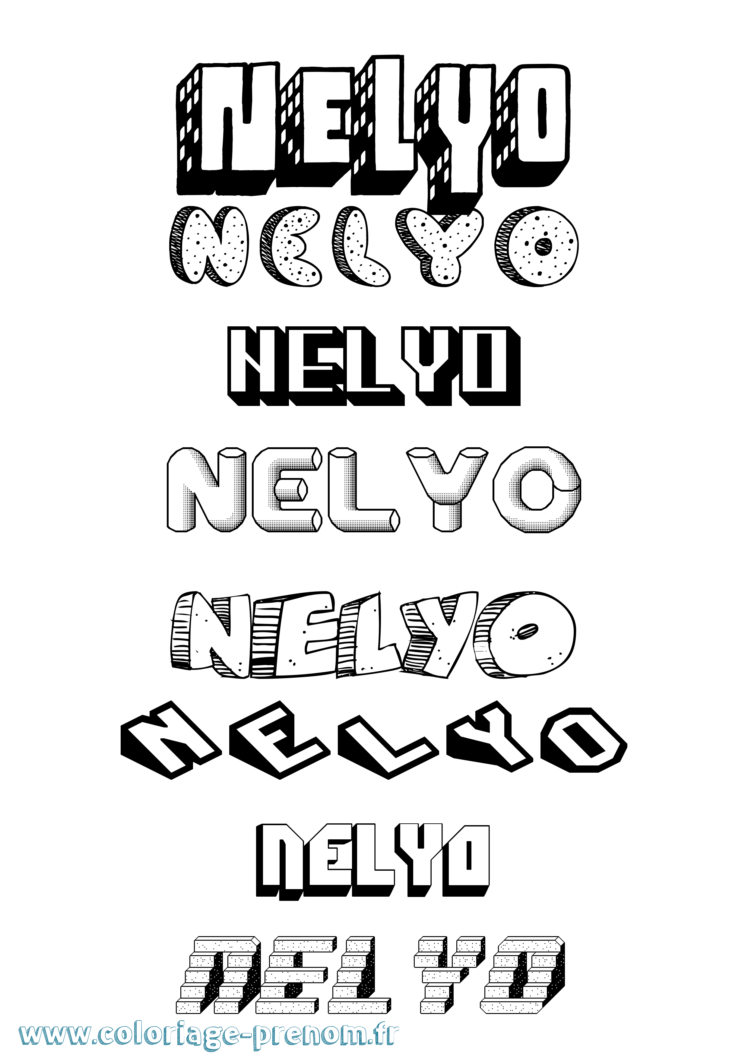 Coloriage Nelyo Effet 3D Coloriage prénom Nelyo Effet 3D