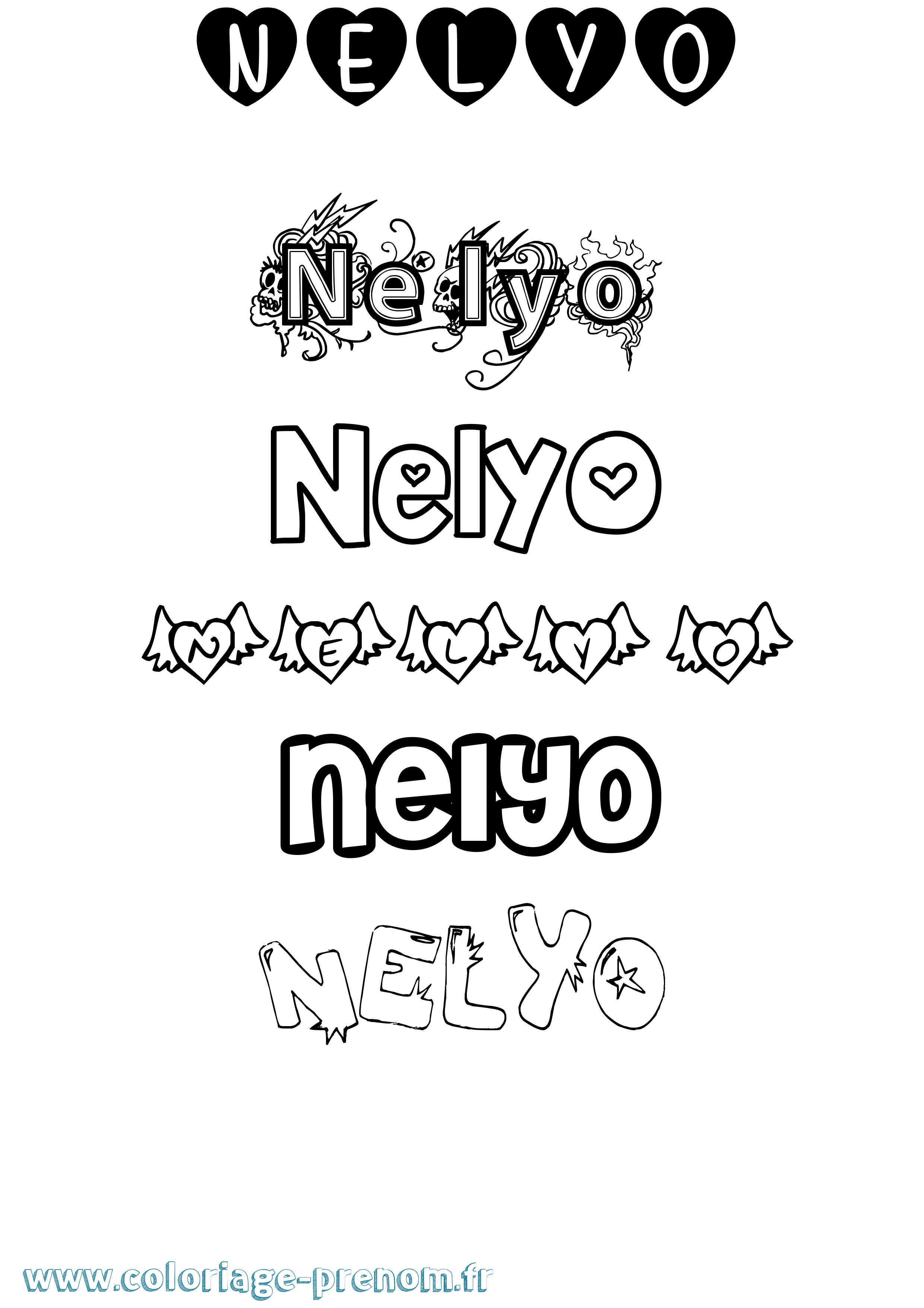 Coloriage Nelyo Girly Coloriage prénom Nelyo Girly