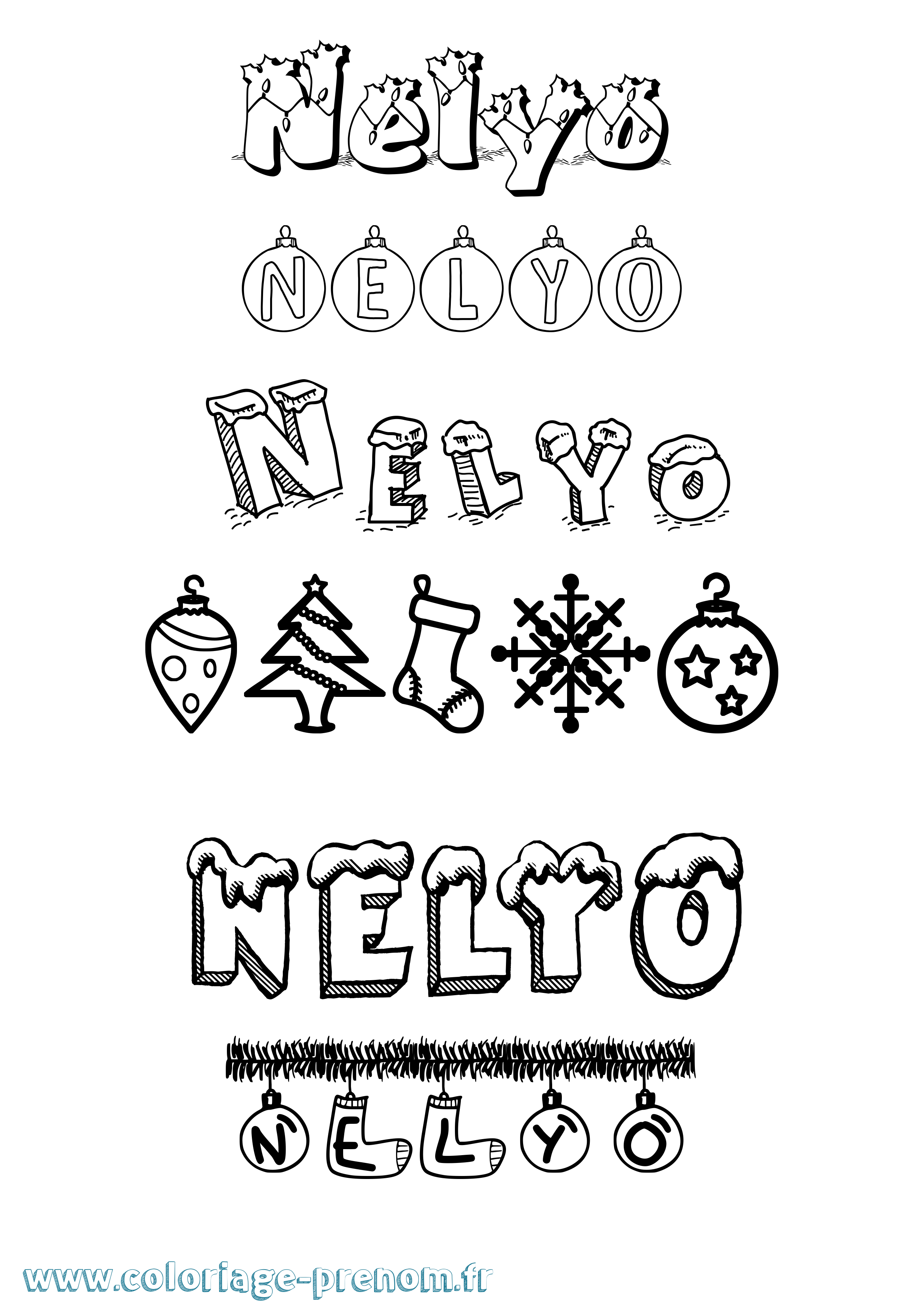 Coloriage Nelyo Noël Coloriage prénom Nelyo Noël