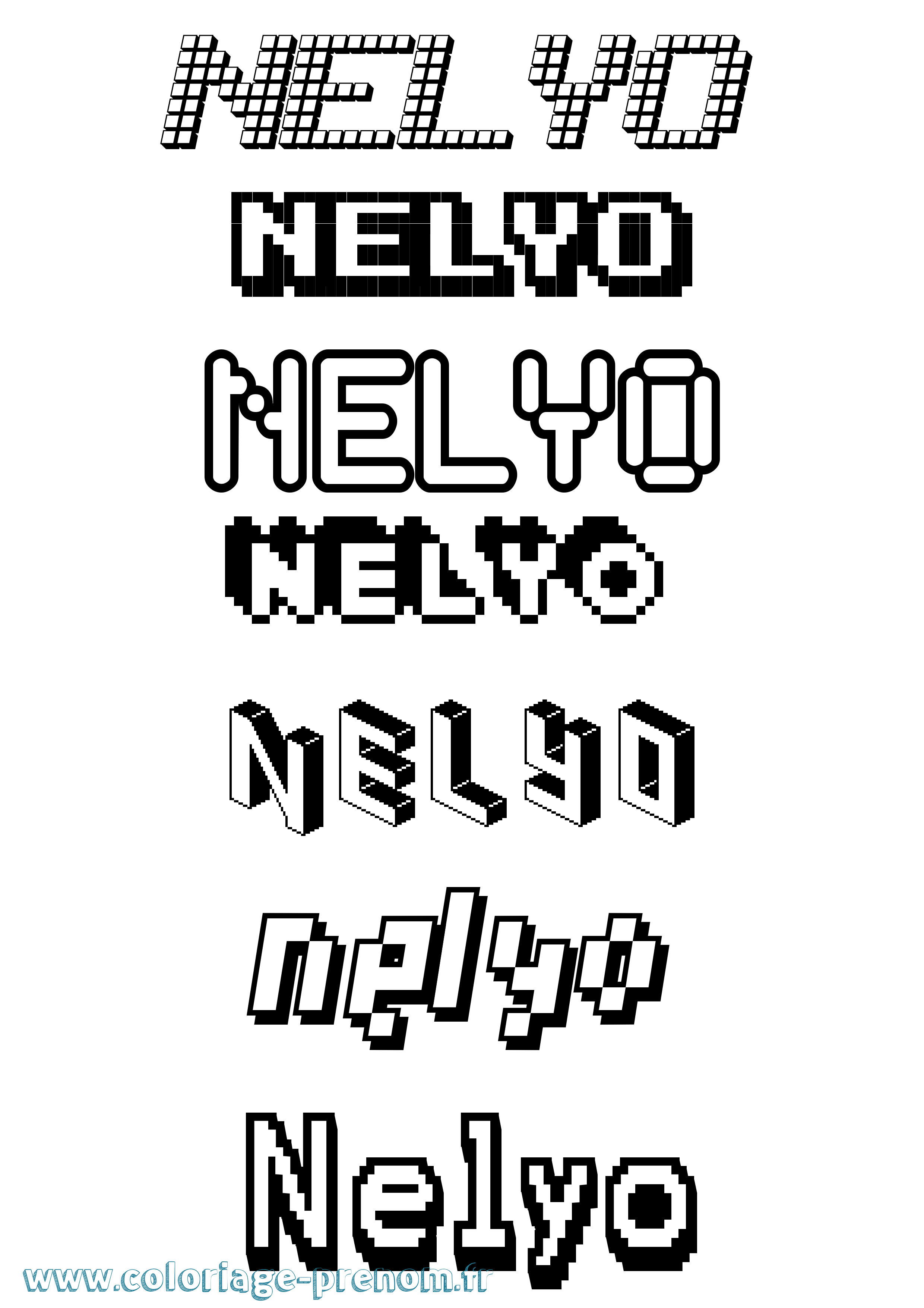 Coloriage Nelyo Pixel Coloriage prénom Nelyo Pixel