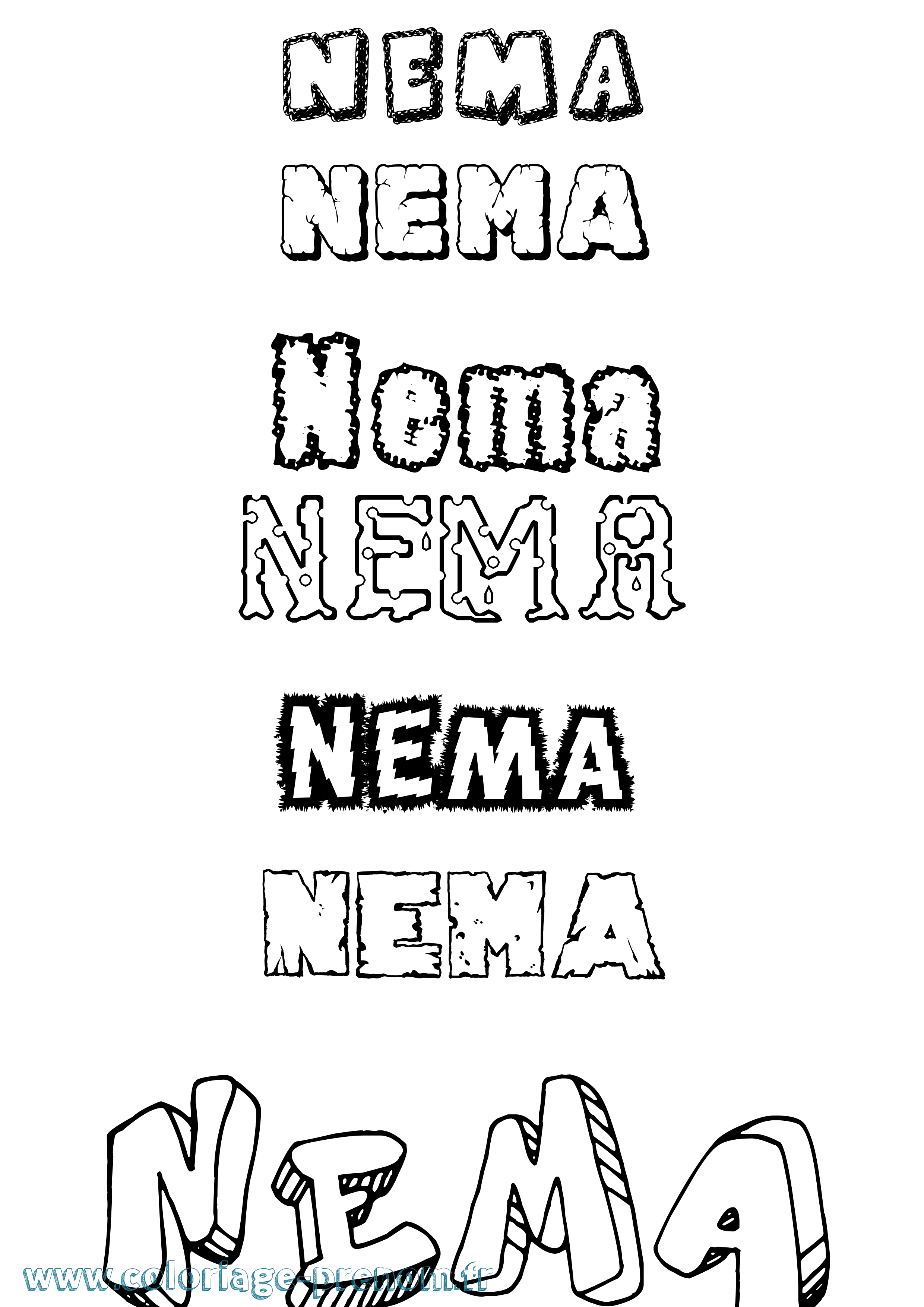 Coloriage Nema Destructuré Coloriage prénom Nema Destructuré