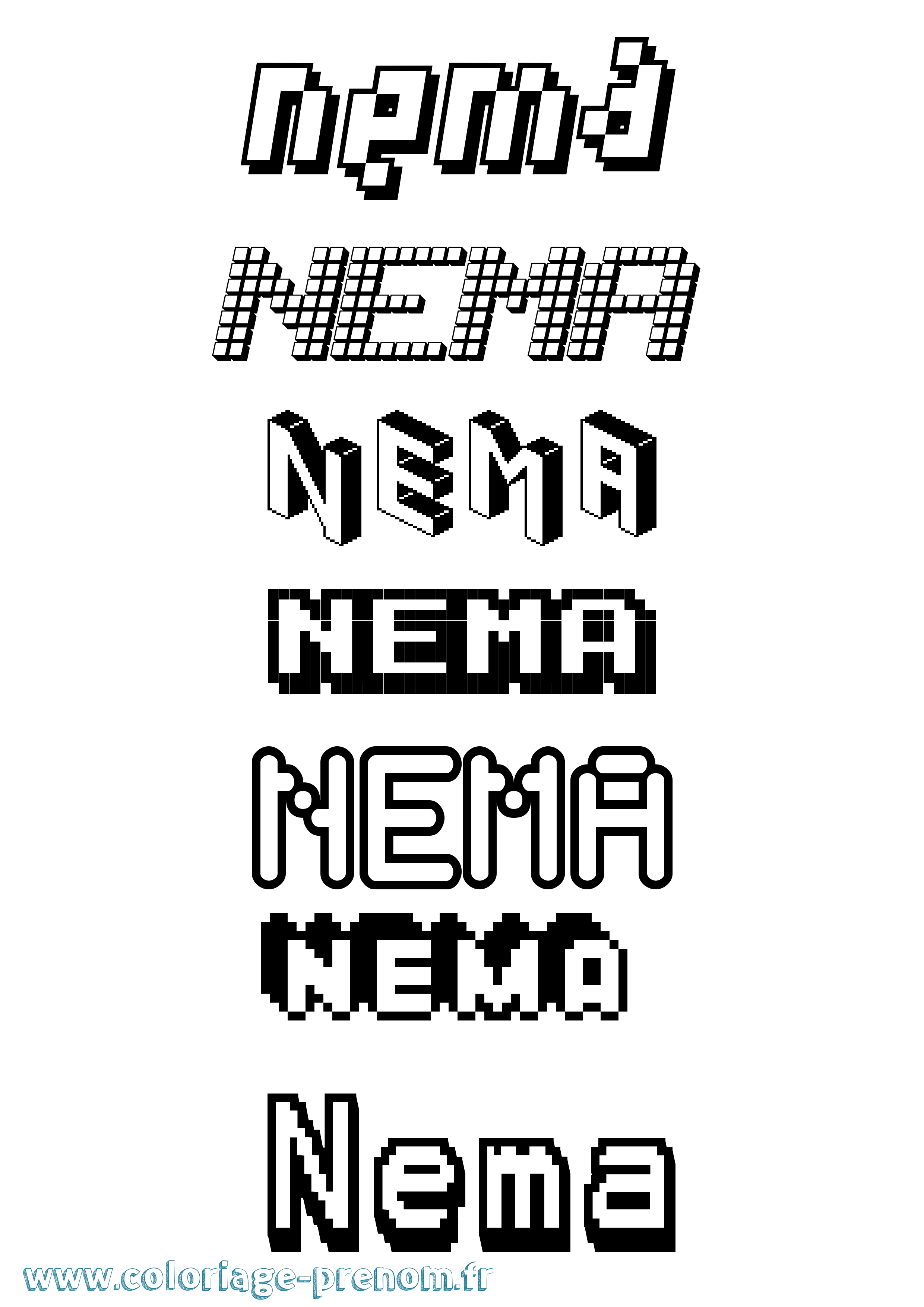 Coloriage Nema Pixel Coloriage prénom Nema Pixel