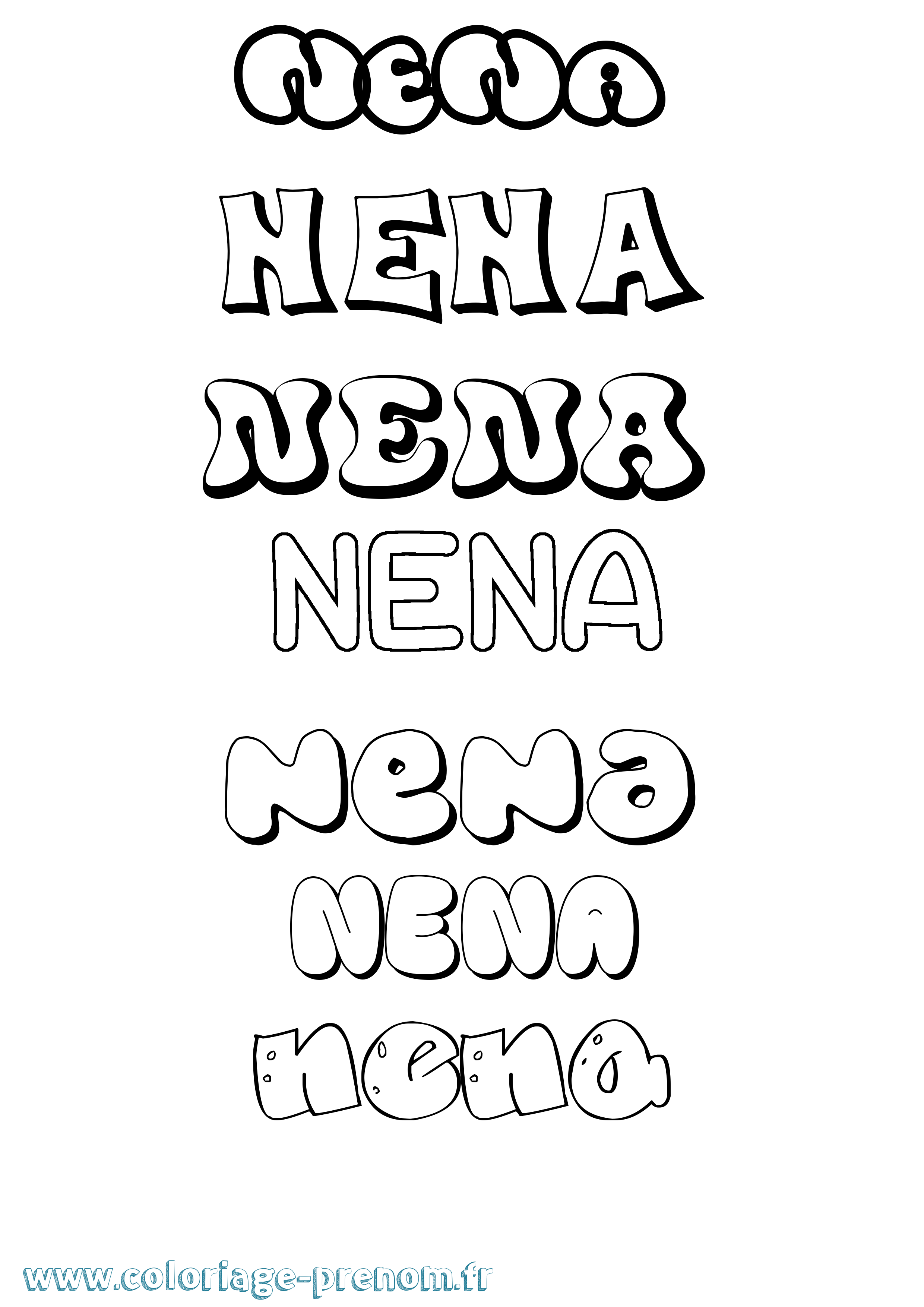 Coloriage Nena Bubble Coloriage prénom Nena Bubble