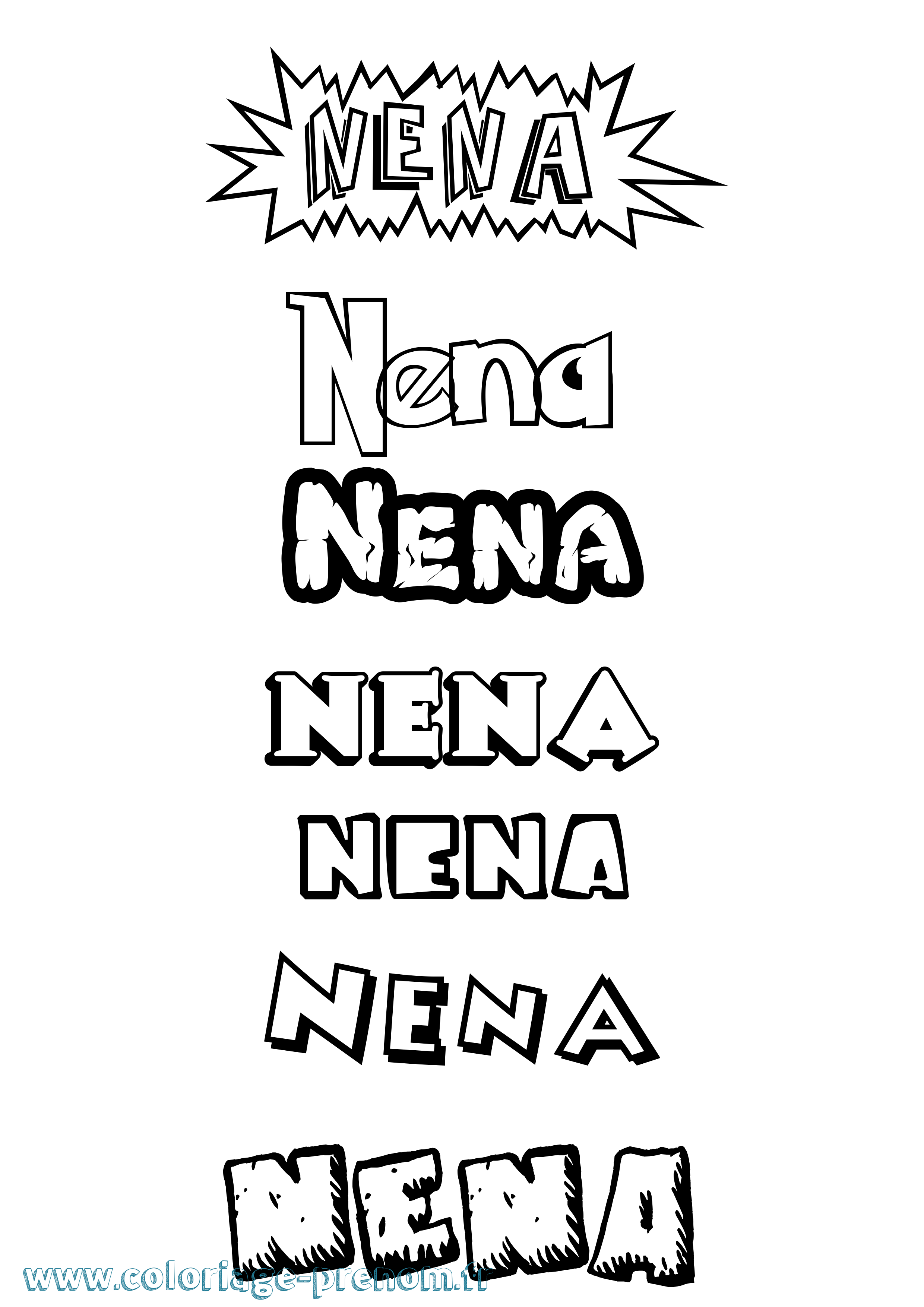 Coloriage Nena Dessin Animé Coloriage prénom Nena Dessin Animé