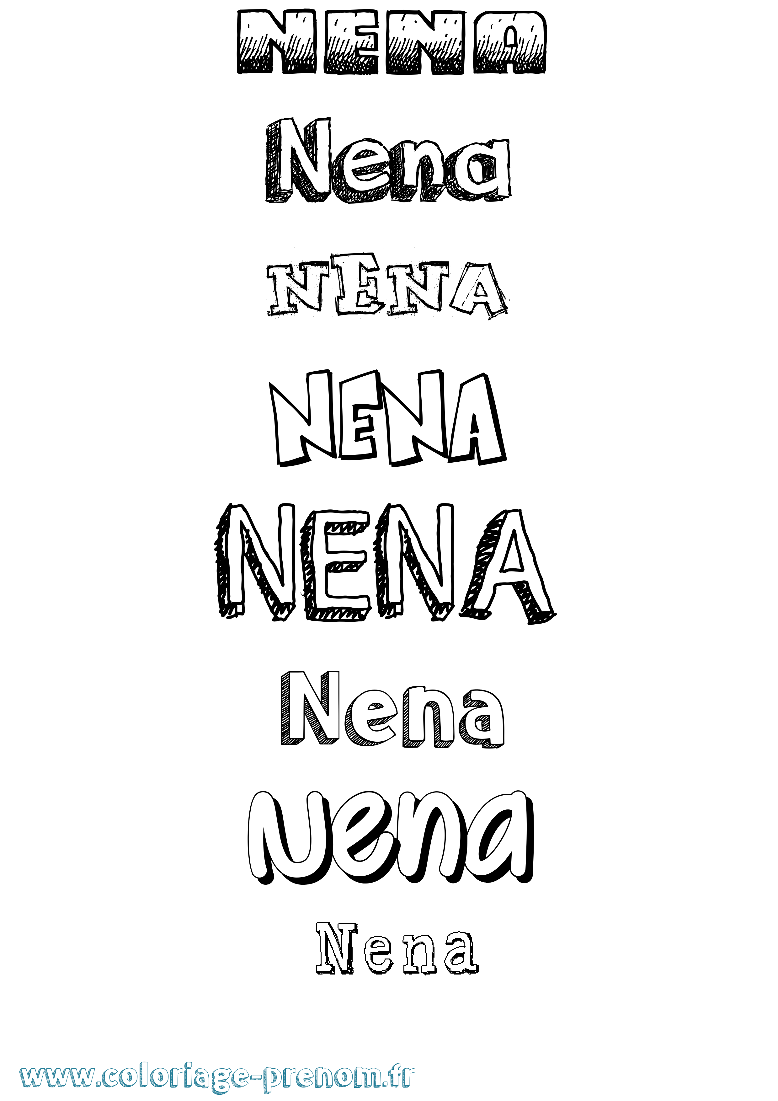 Coloriage Nena Dessiné Coloriage prénom Nena Dessiné