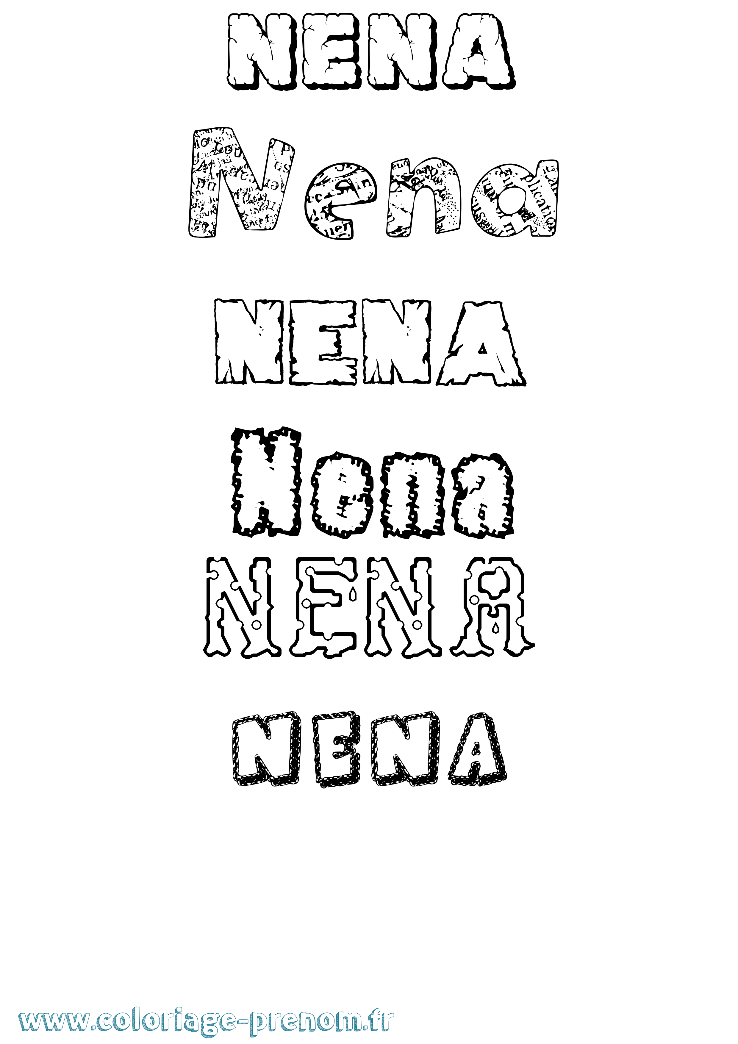 Coloriage Nena Destructuré Coloriage prénom Nena Destructuré