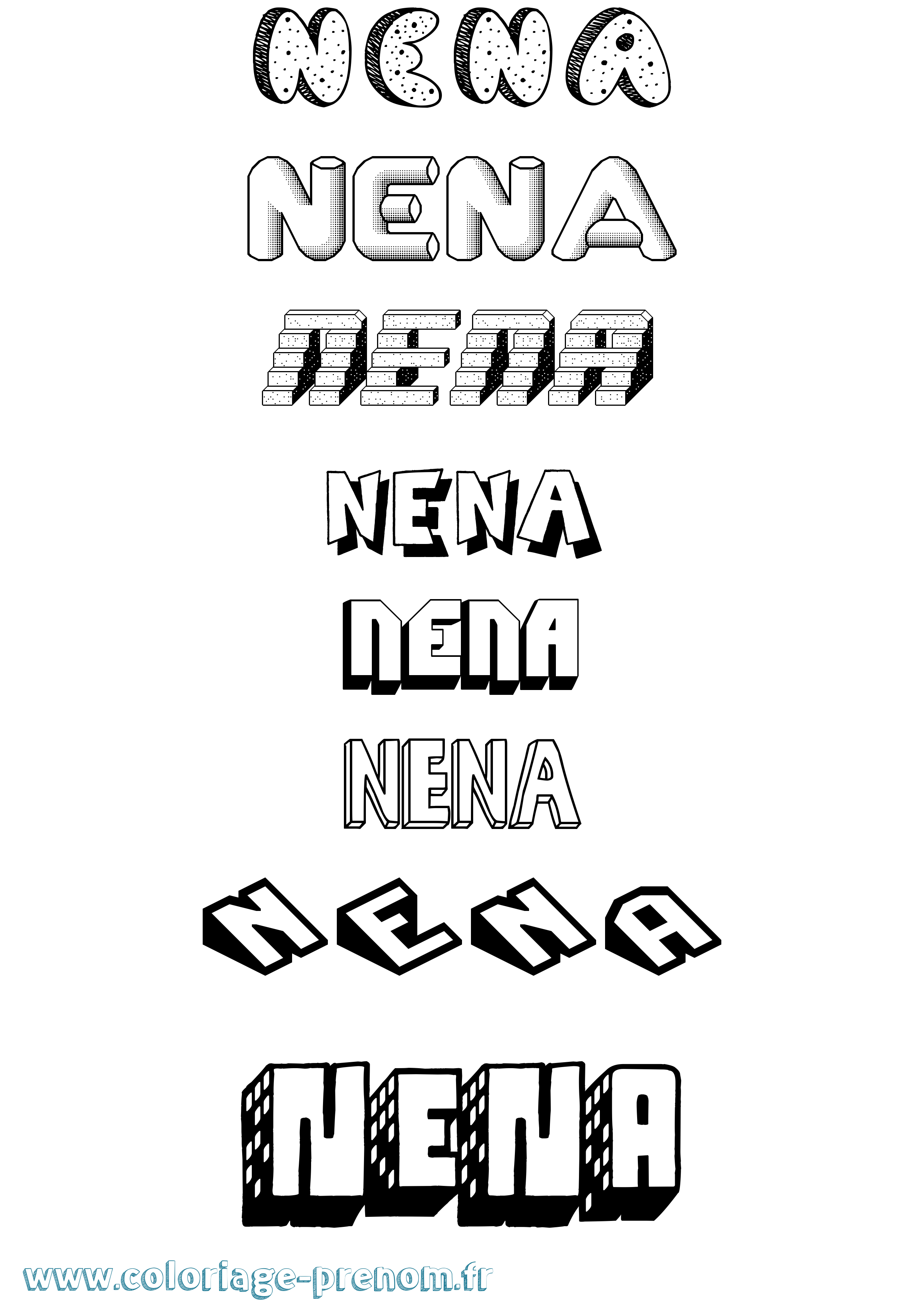 Coloriage Nena Effet 3D Coloriage prénom Nena Effet 3D