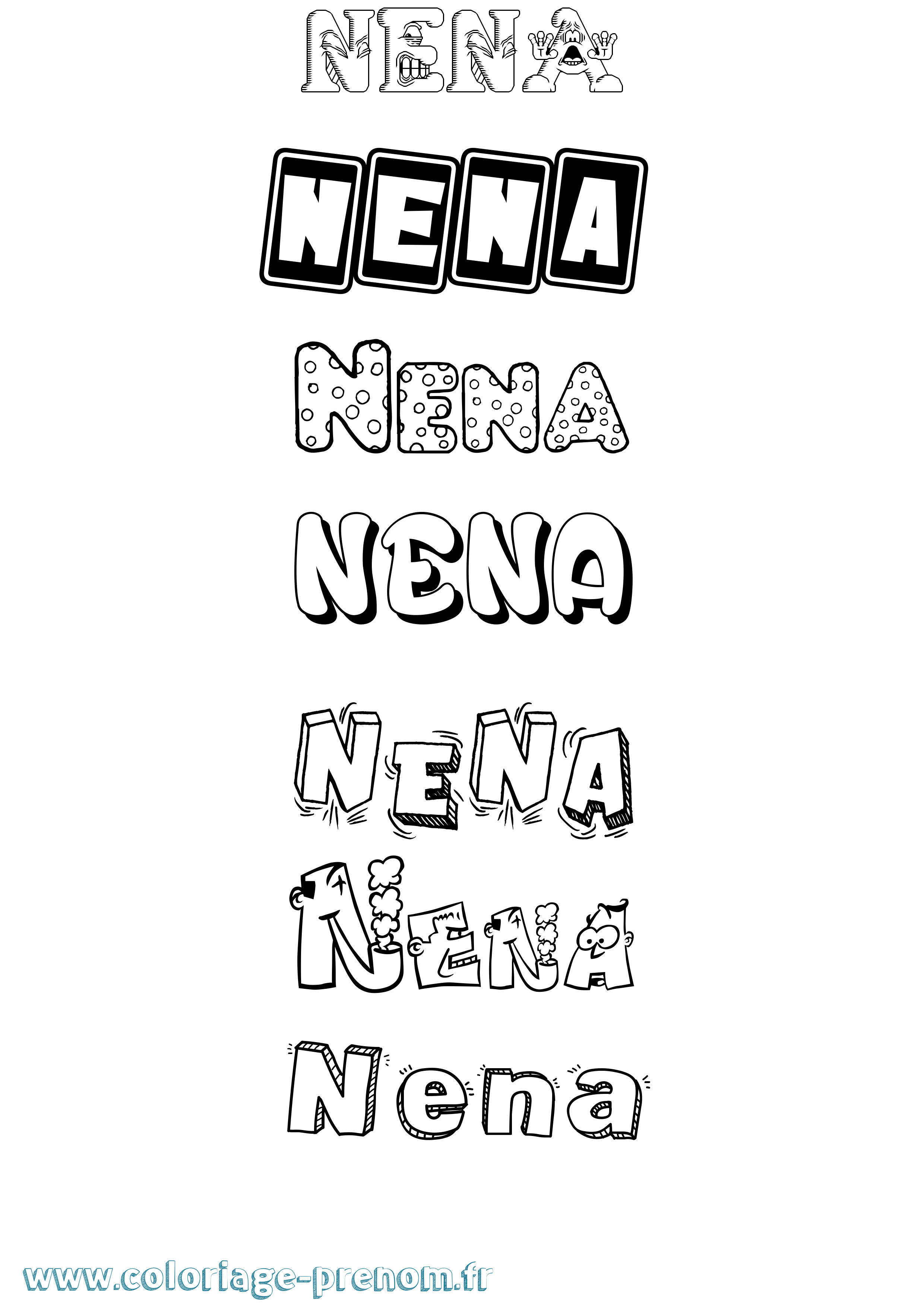 Coloriage Nena Fun Coloriage prénom Nena Fun