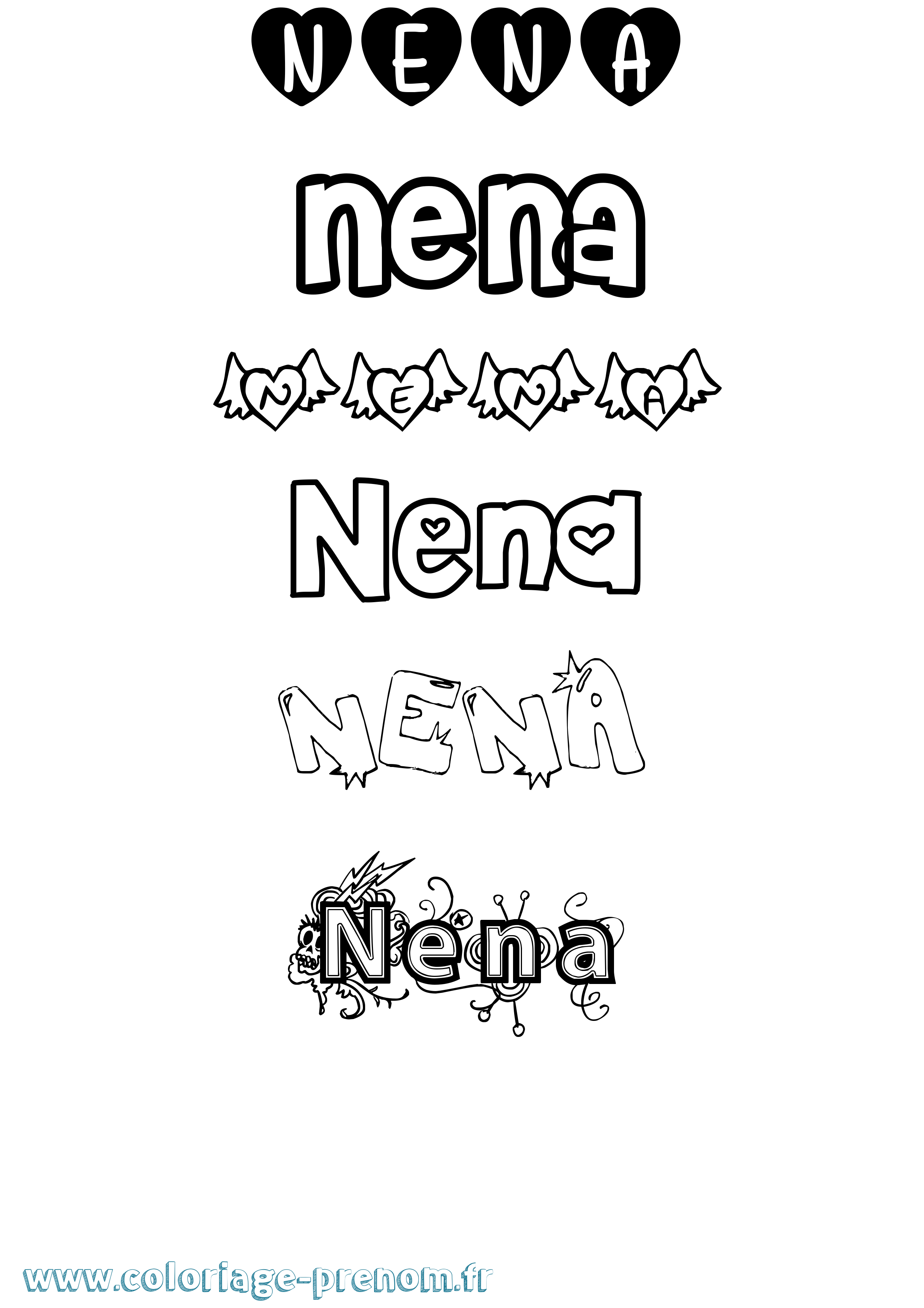 Coloriage Nena Girly Coloriage prénom Nena Girly