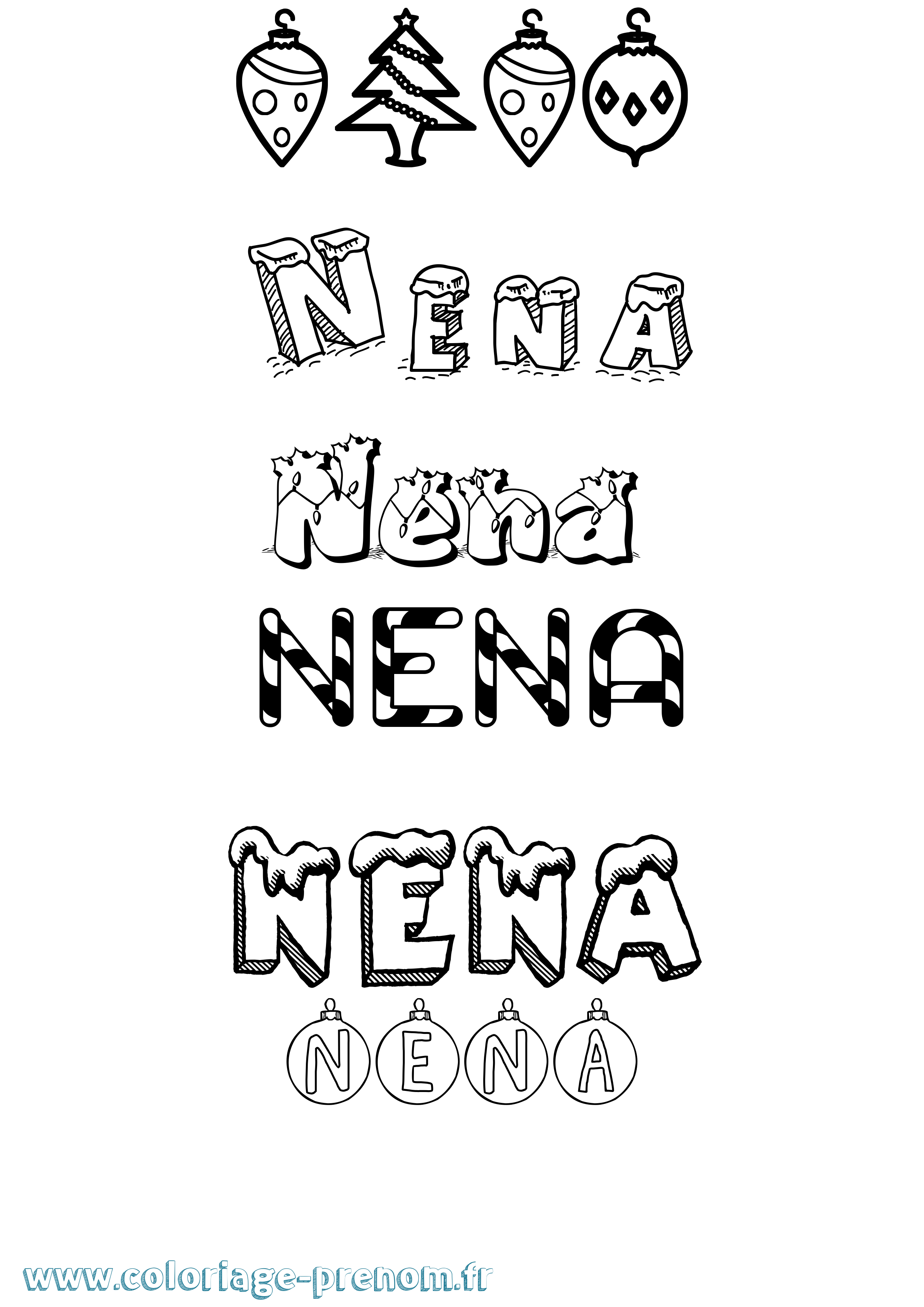 Coloriage Nena Noël Coloriage prénom Nena Noël