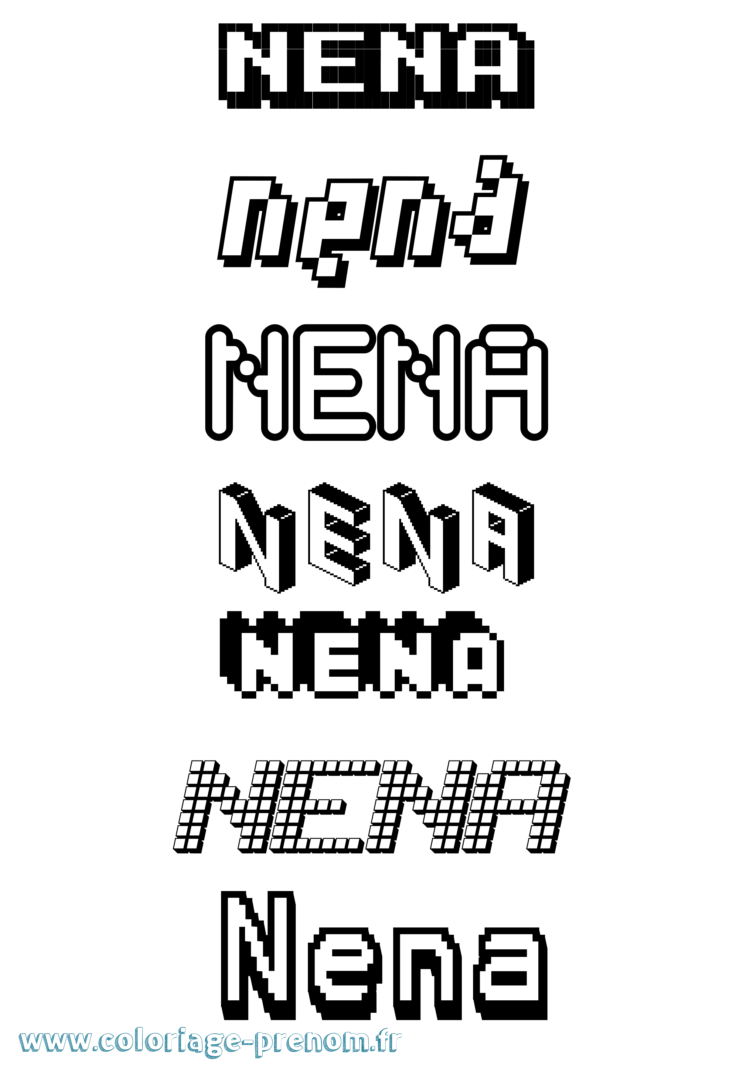 Coloriage Nena Pixel Coloriage prénom Nena Pixel
