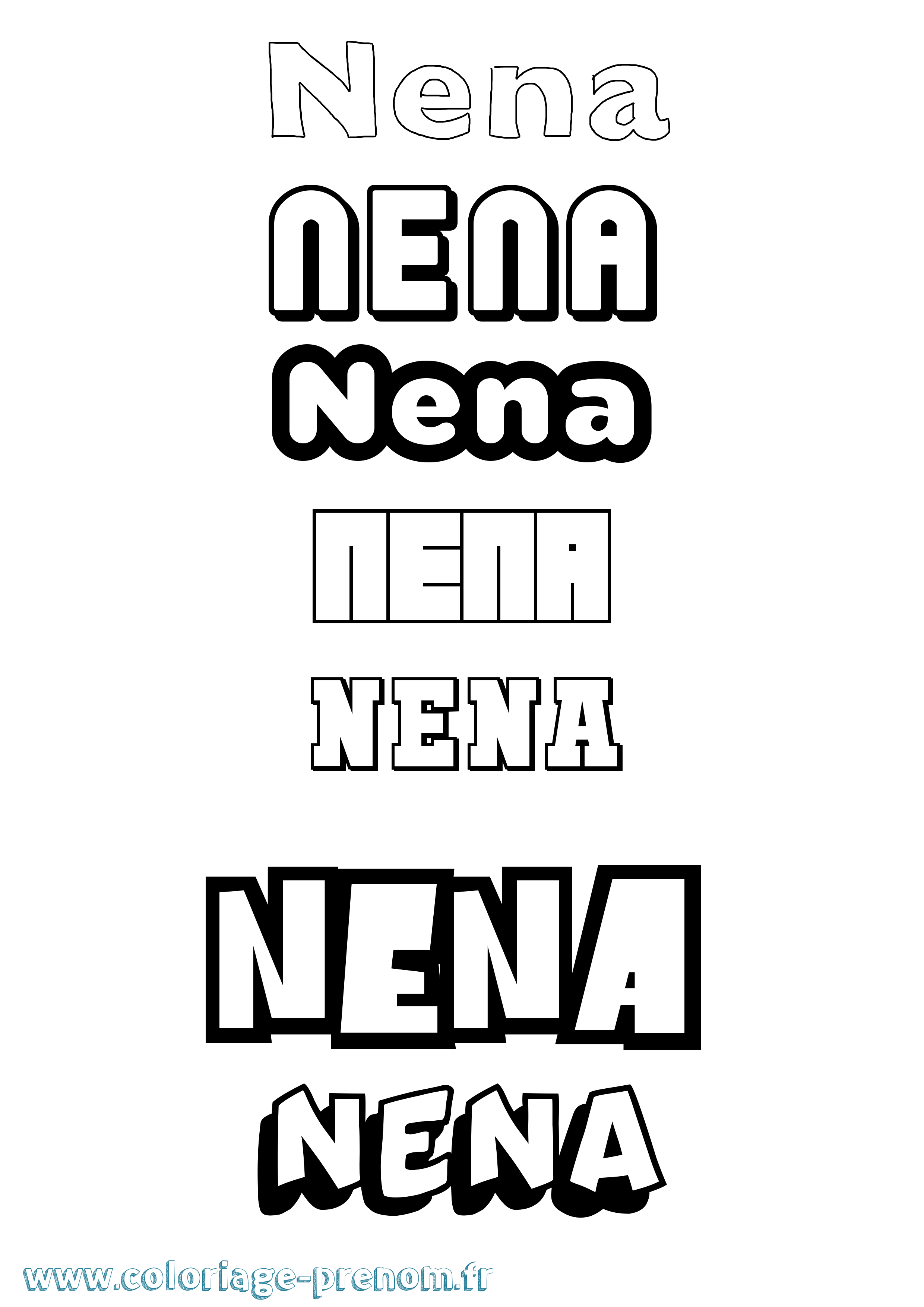 Coloriage Nena Simple Coloriage prénom Nena Simple