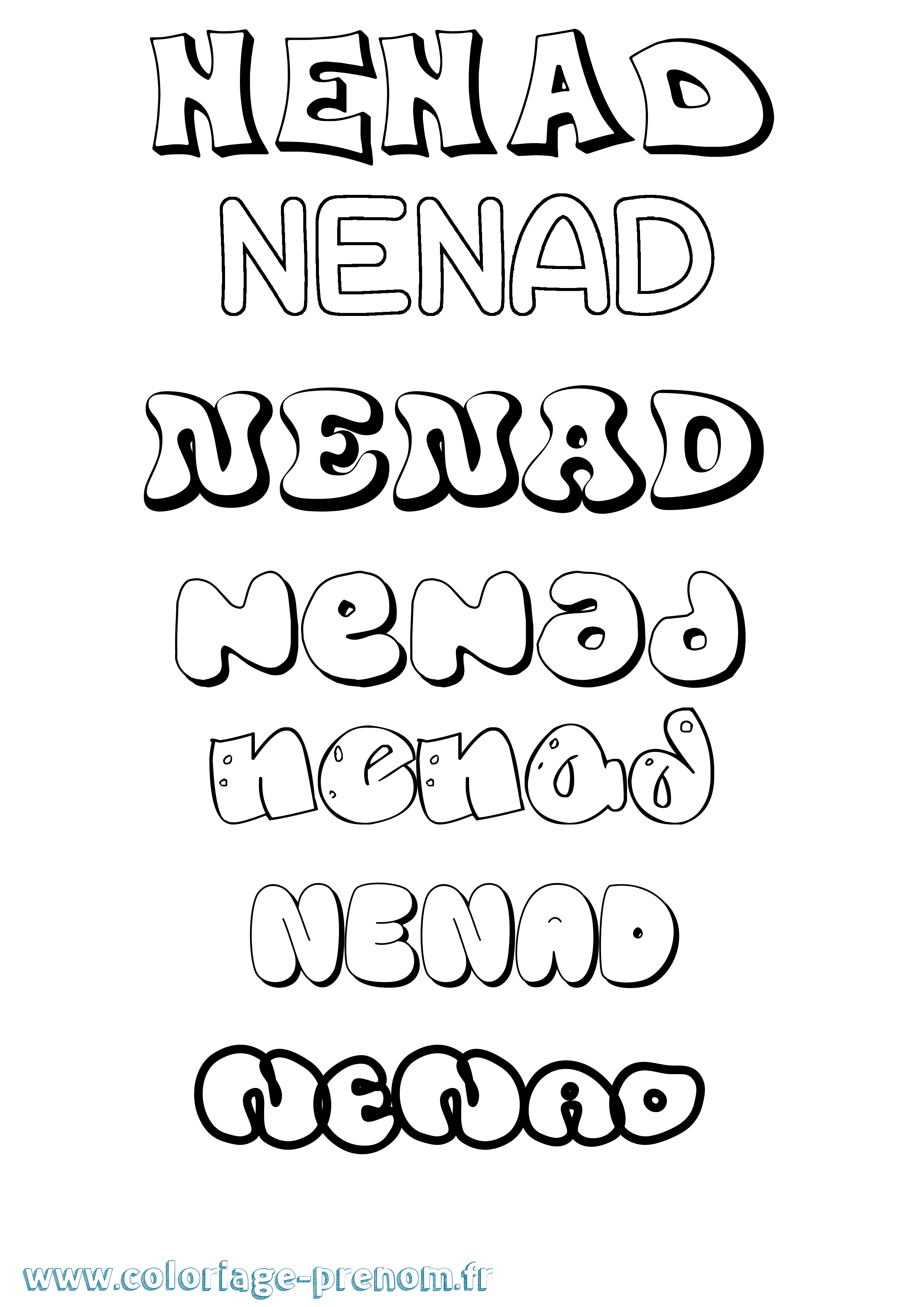 Coloriage Nenad Bubble Coloriage prénom Nenad Bubble