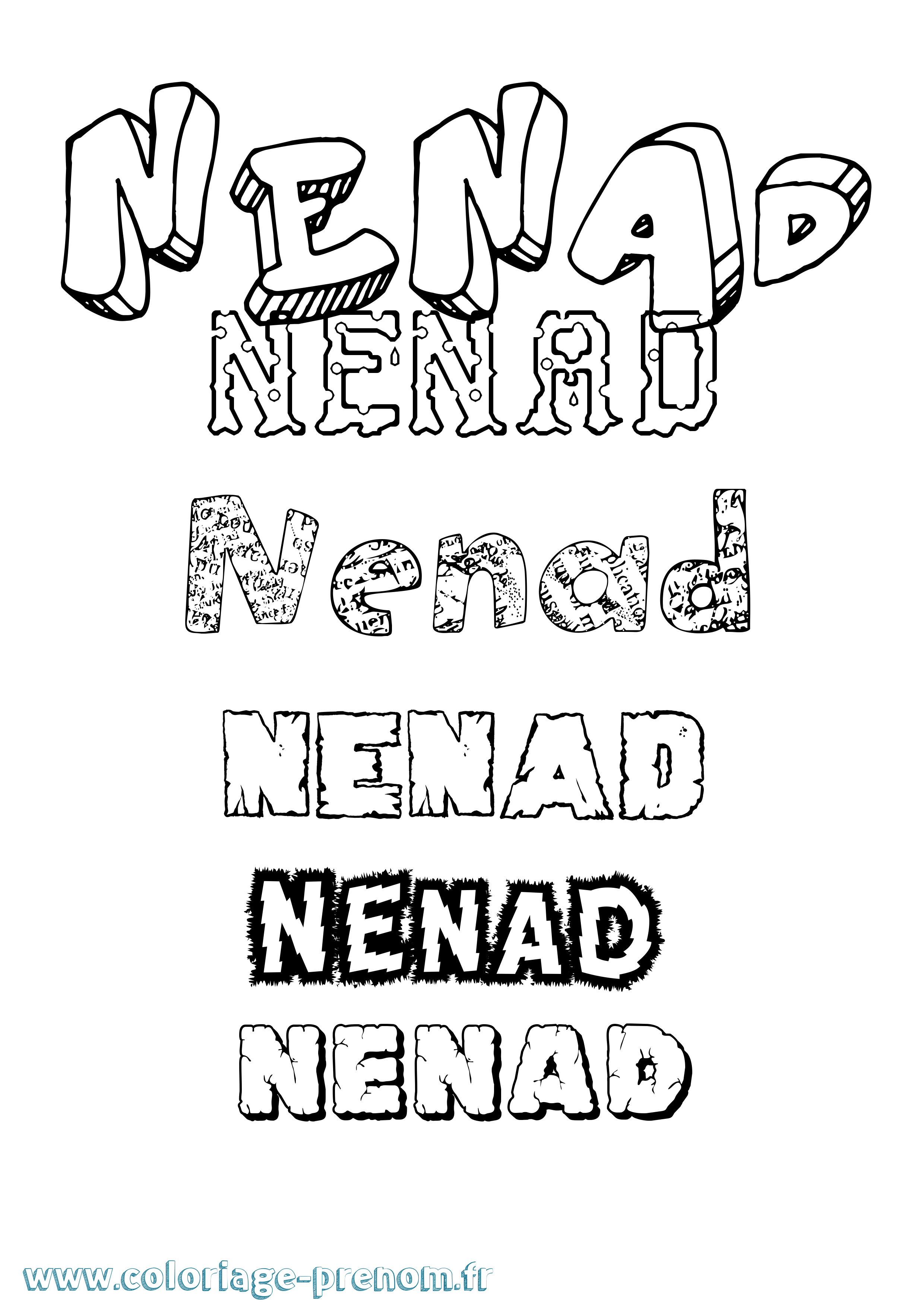 Coloriage Nenad Destructuré Coloriage prénom Nenad Destructuré