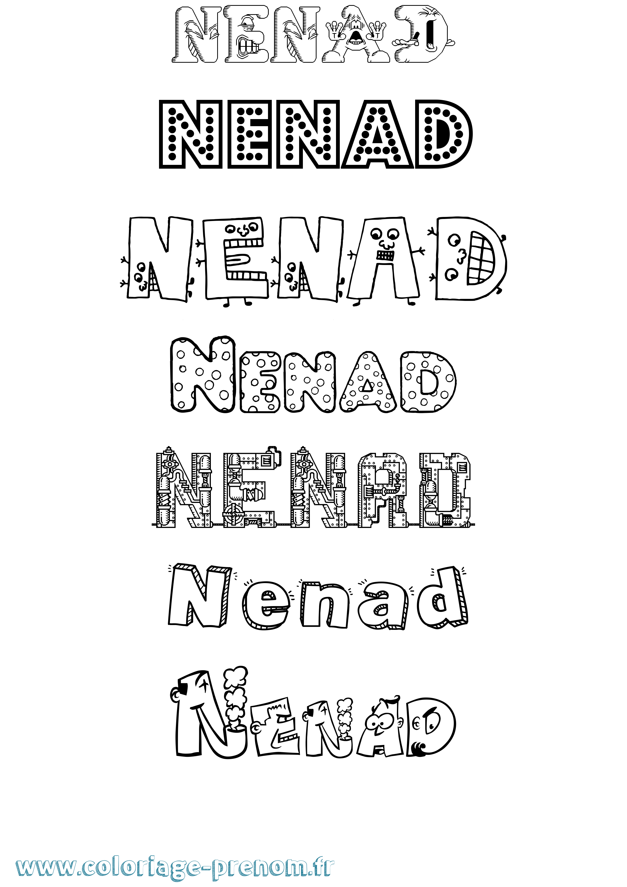 Coloriage Nenad Fun Coloriage prénom Nenad Fun