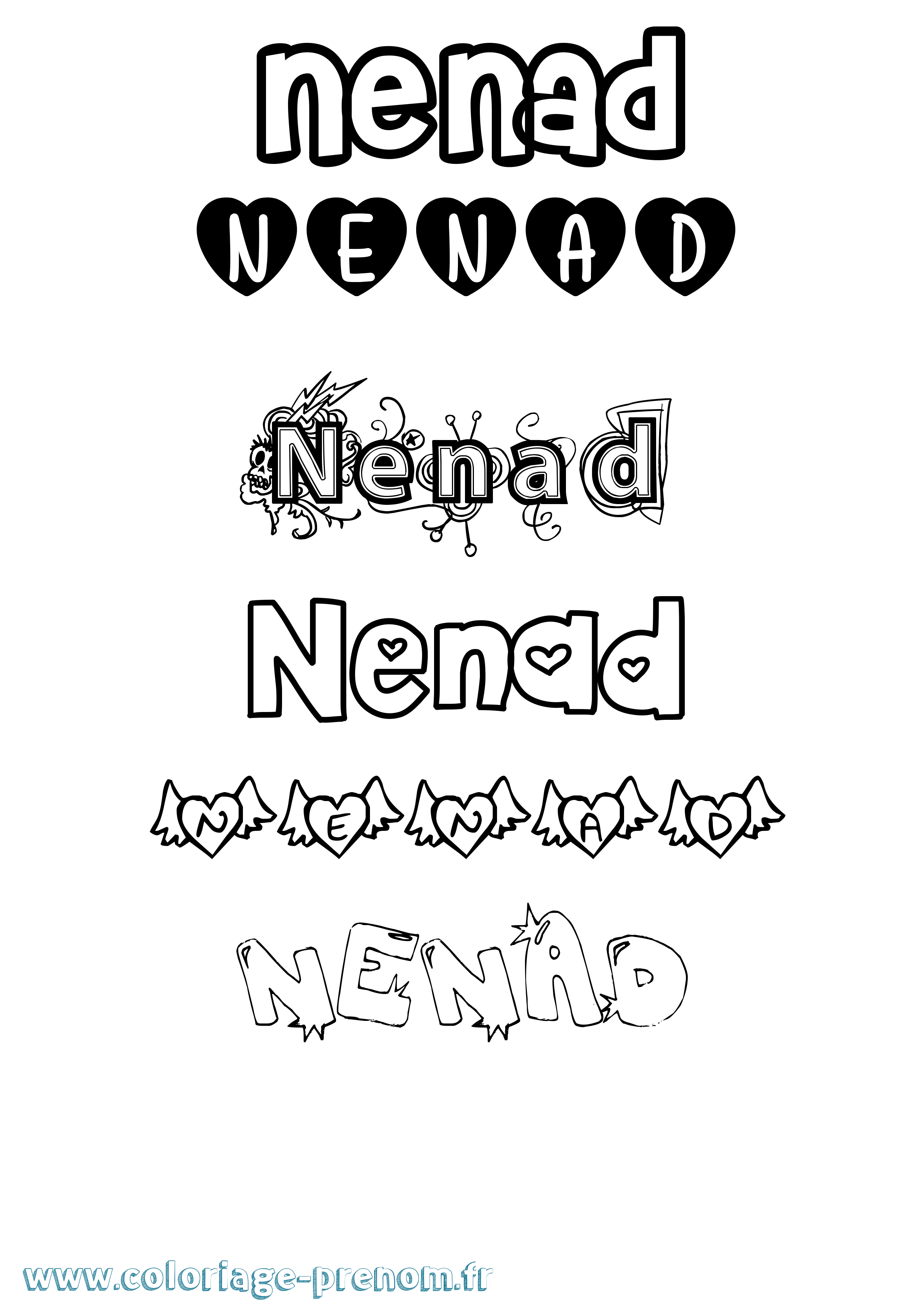 Coloriage Nenad Girly Coloriage prénom Nenad Girly
