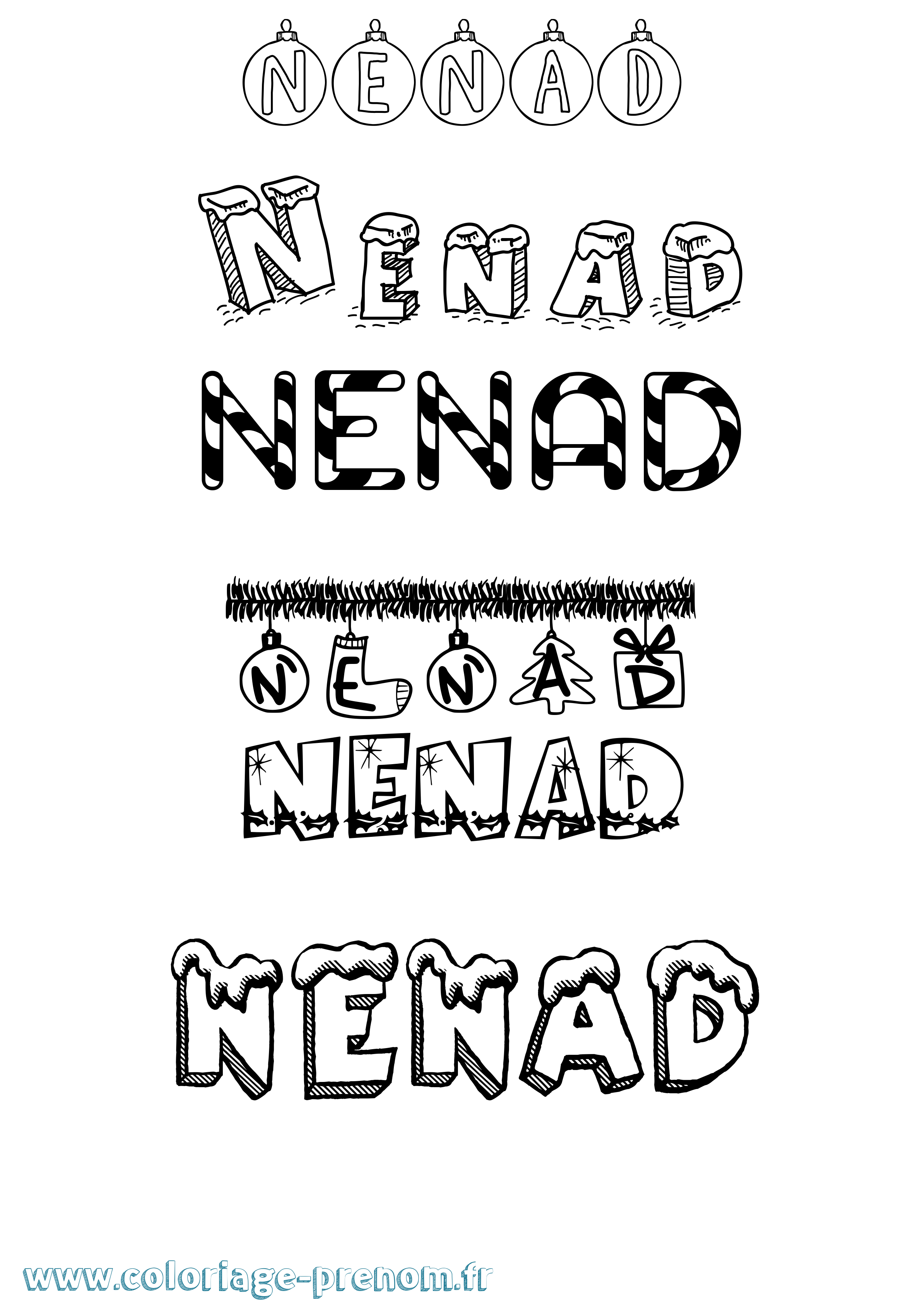 Coloriage Nenad Noël Coloriage prénom Nenad Noël