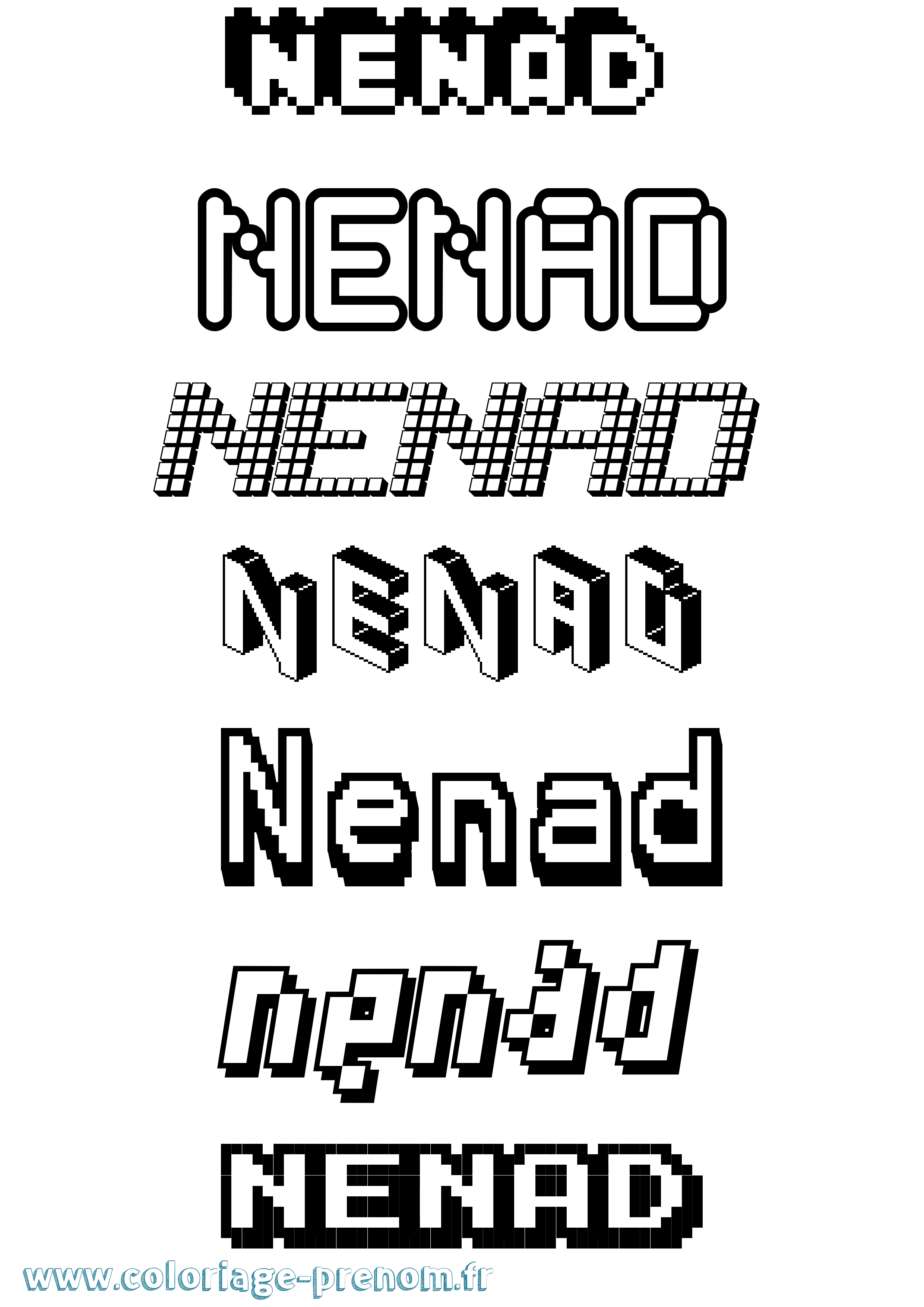 Coloriage Nenad Pixel Coloriage prénom Nenad Pixel