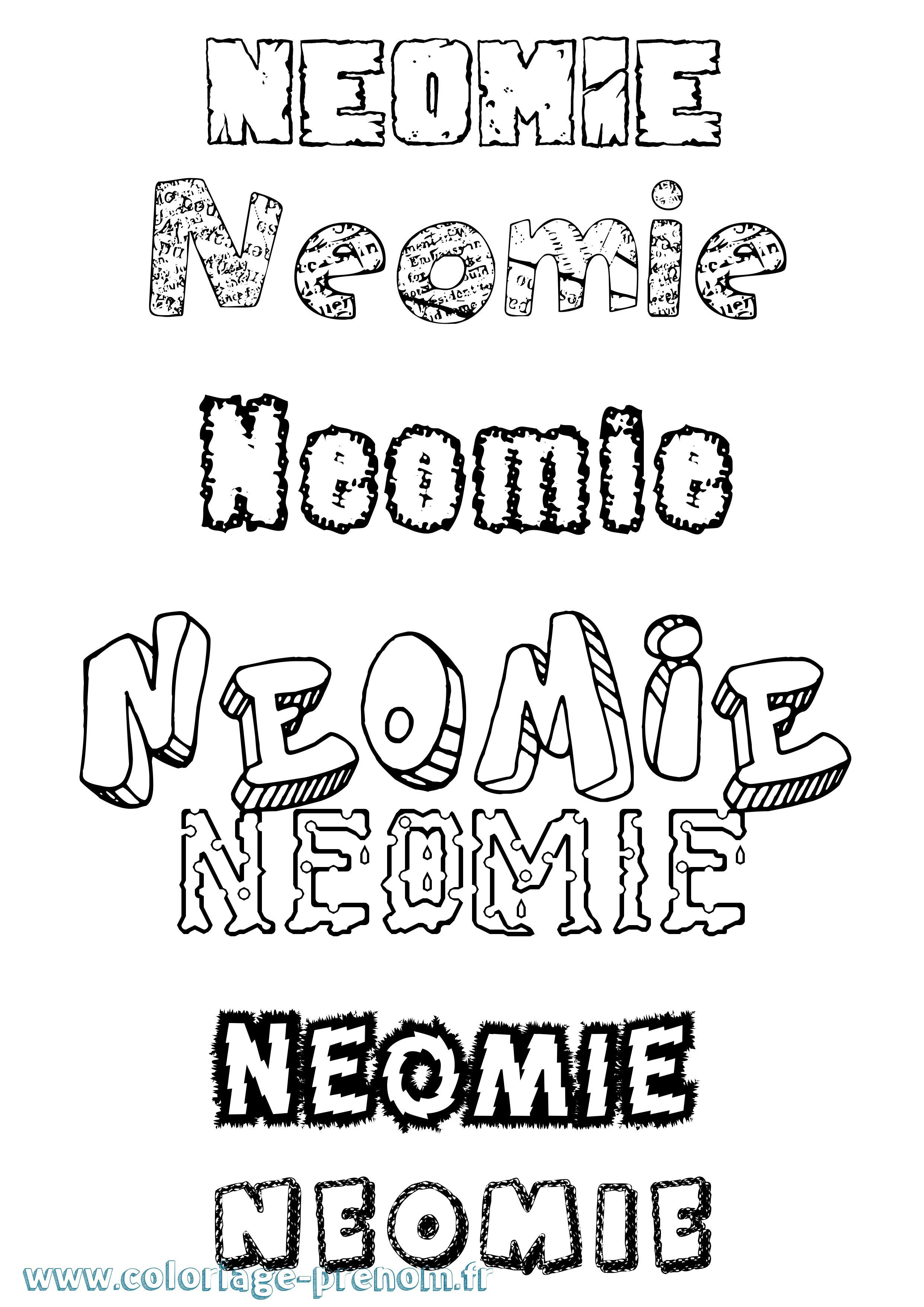 Coloriage Neomie Destructuré Coloriage prénom Neomie Destructuré
