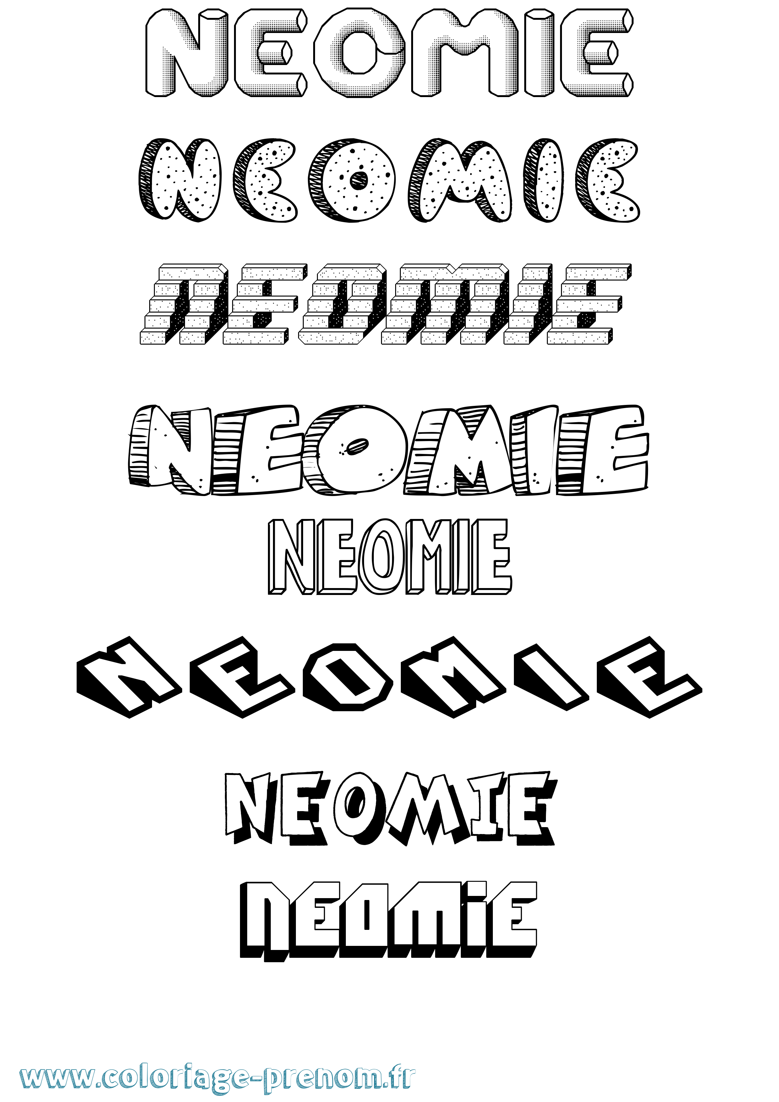 Coloriage Neomie Effet 3D Coloriage prénom Neomie Effet 3D