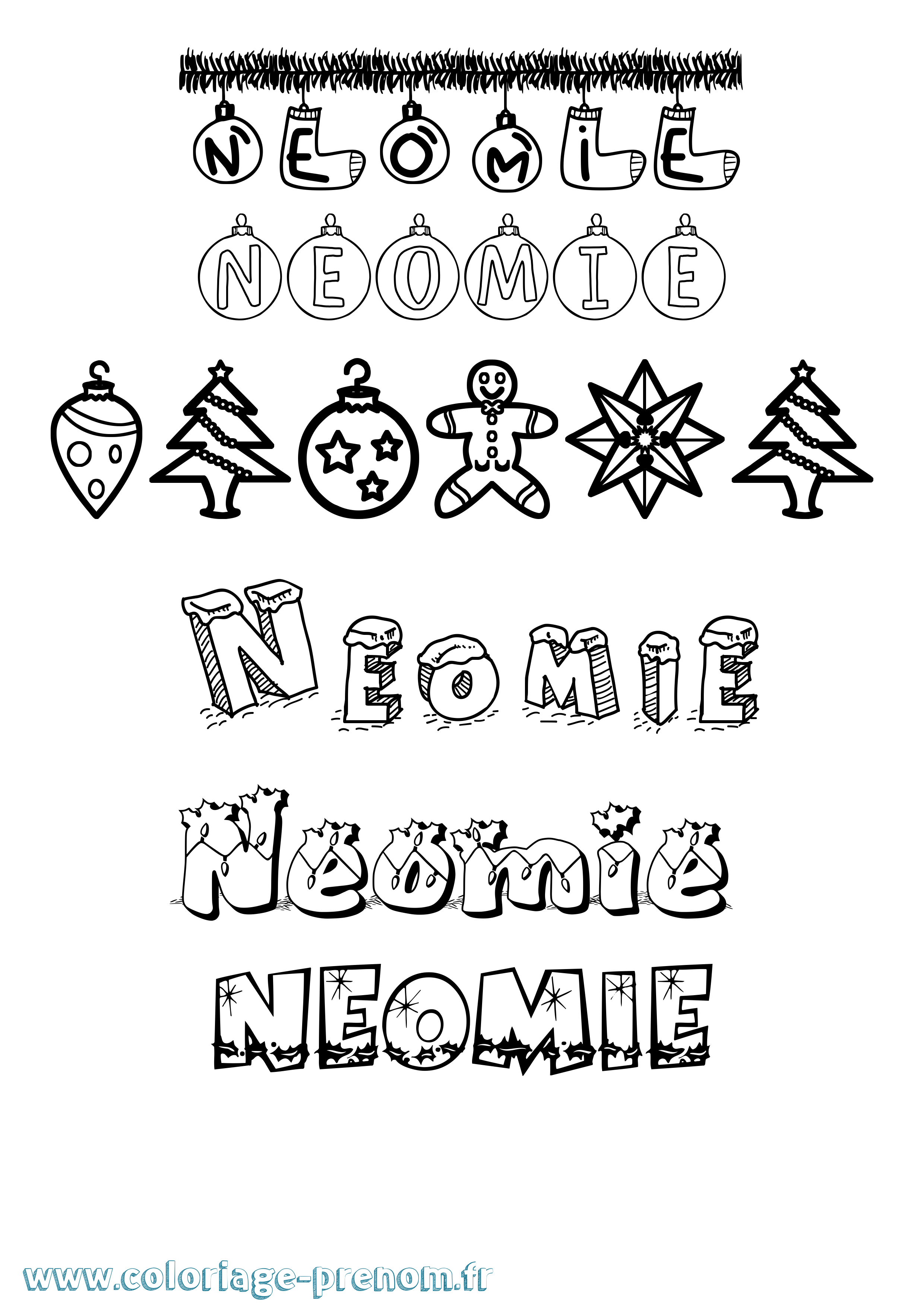 Coloriage Neomie Noël Coloriage prénom Neomie Noël
