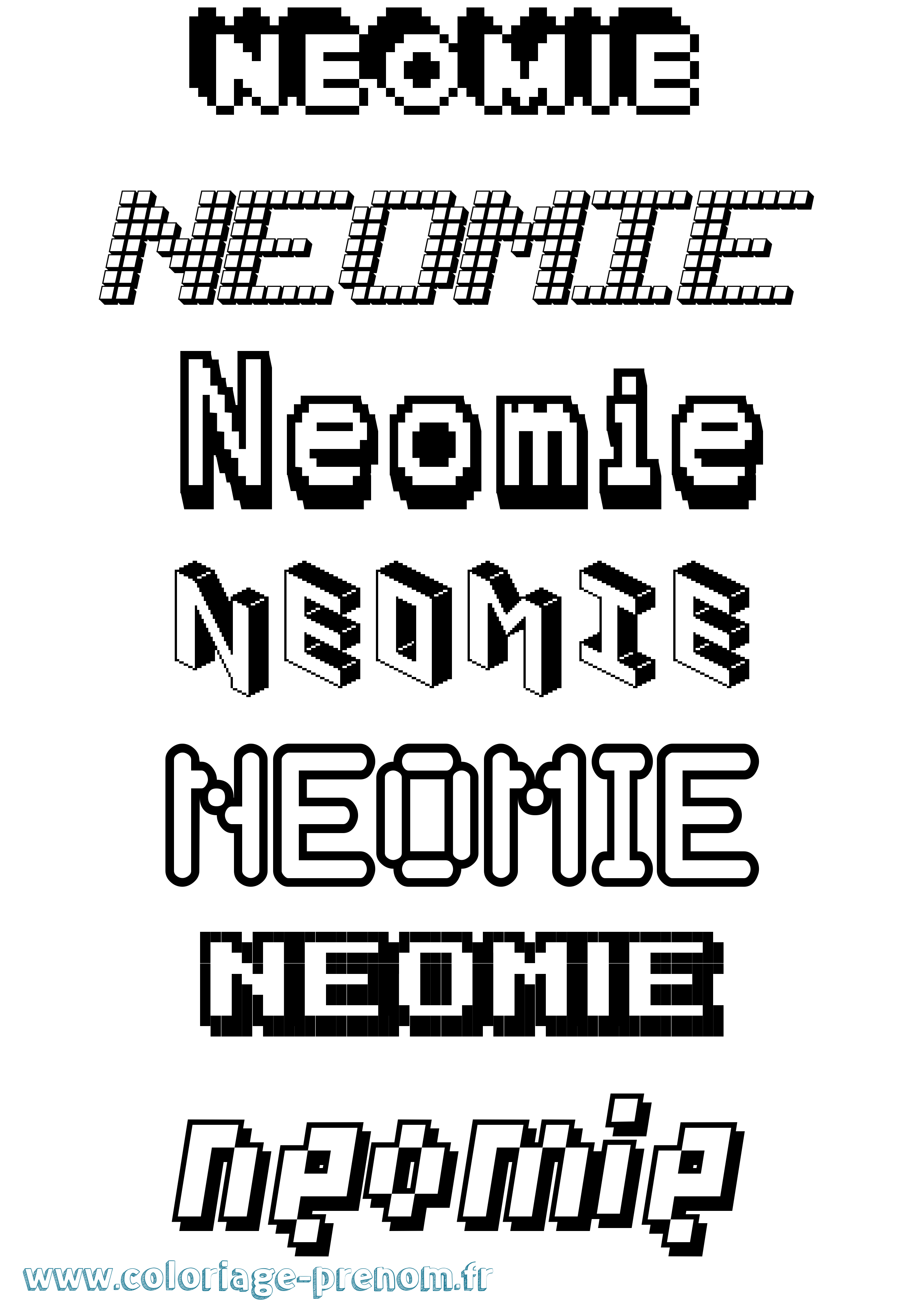 Coloriage Neomie Pixel Coloriage prénom Neomie Pixel