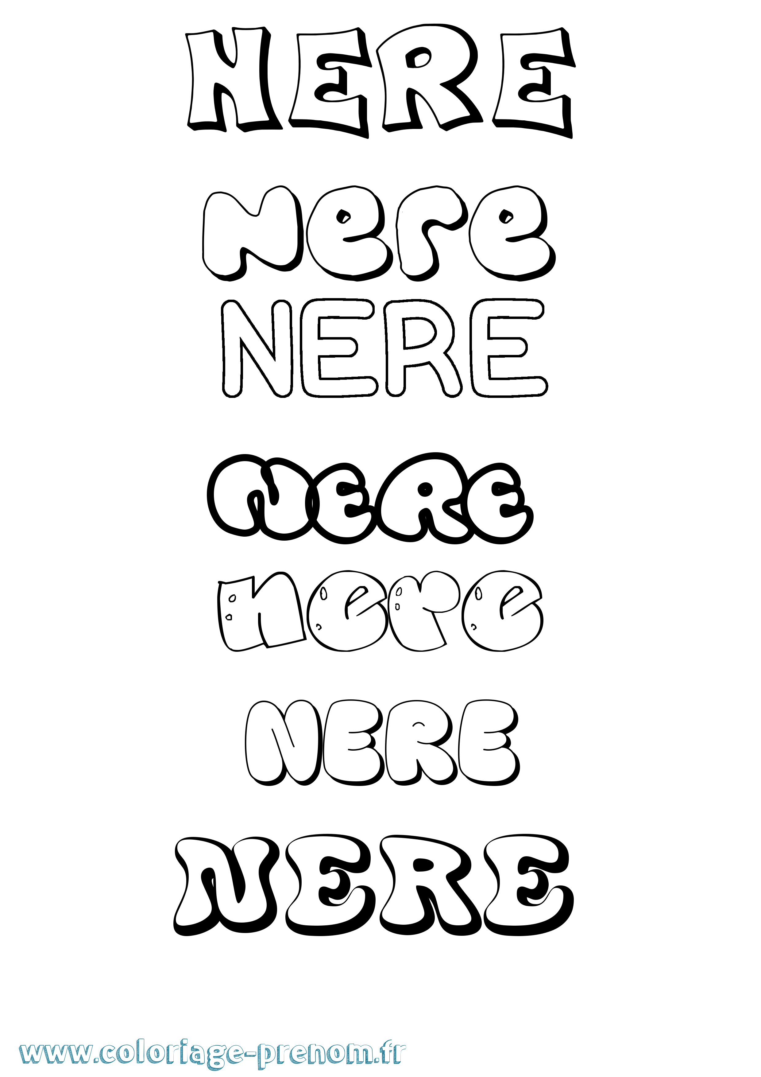 Coloriage Nere Bubble Coloriage prénom Nere Bubble