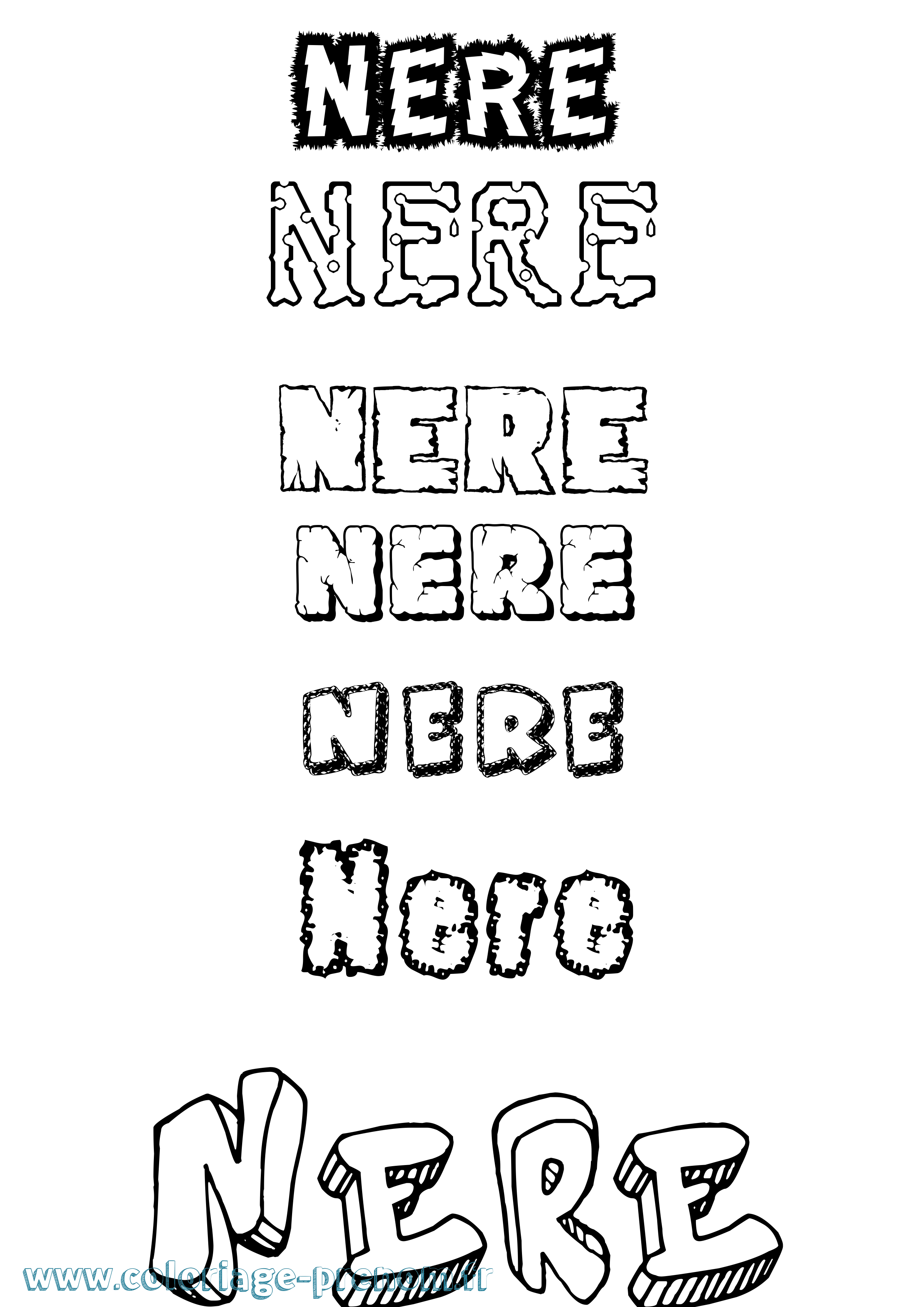 Coloriage Nere Destructuré Coloriage prénom Nere Destructuré