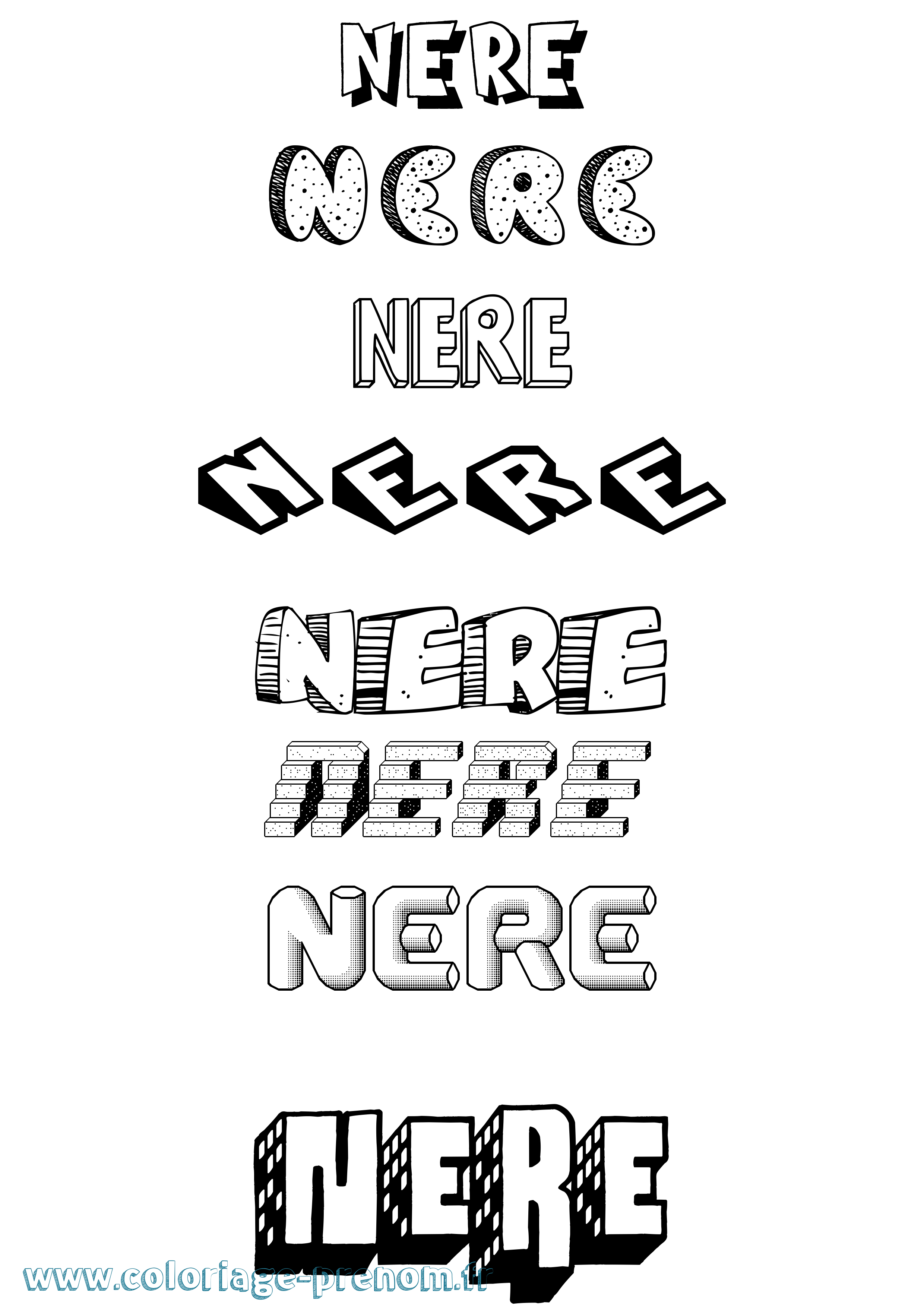 Coloriage Nere Effet 3D Coloriage prénom Nere Effet 3D