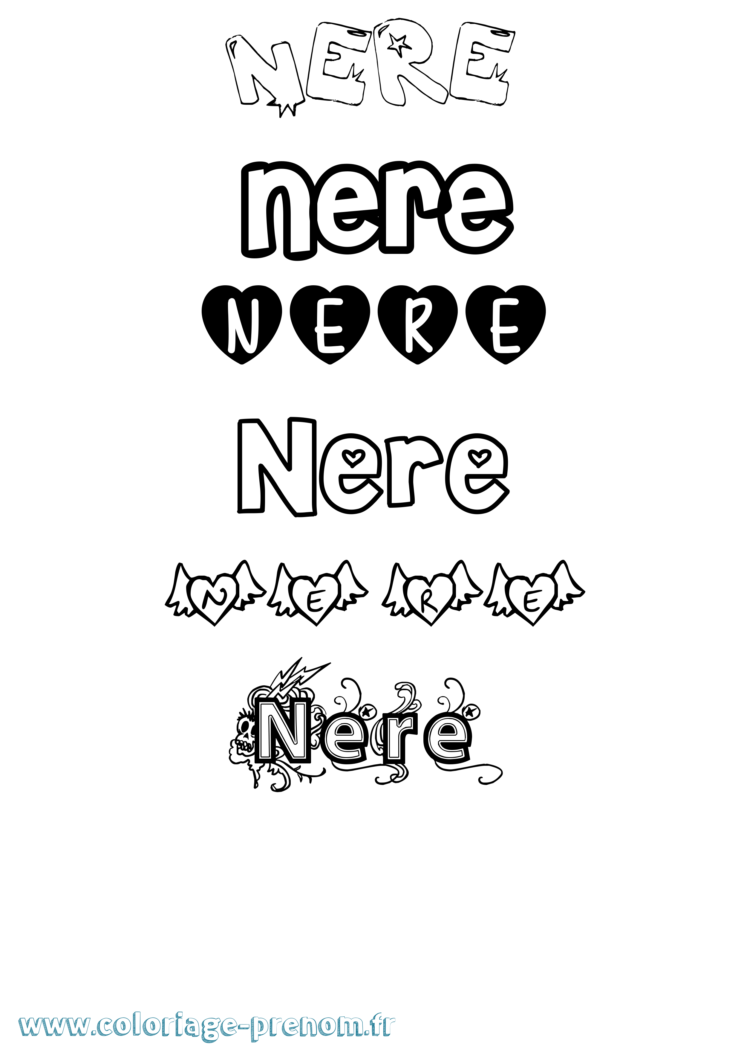 Coloriage Nere Girly Coloriage prénom Nere Girly